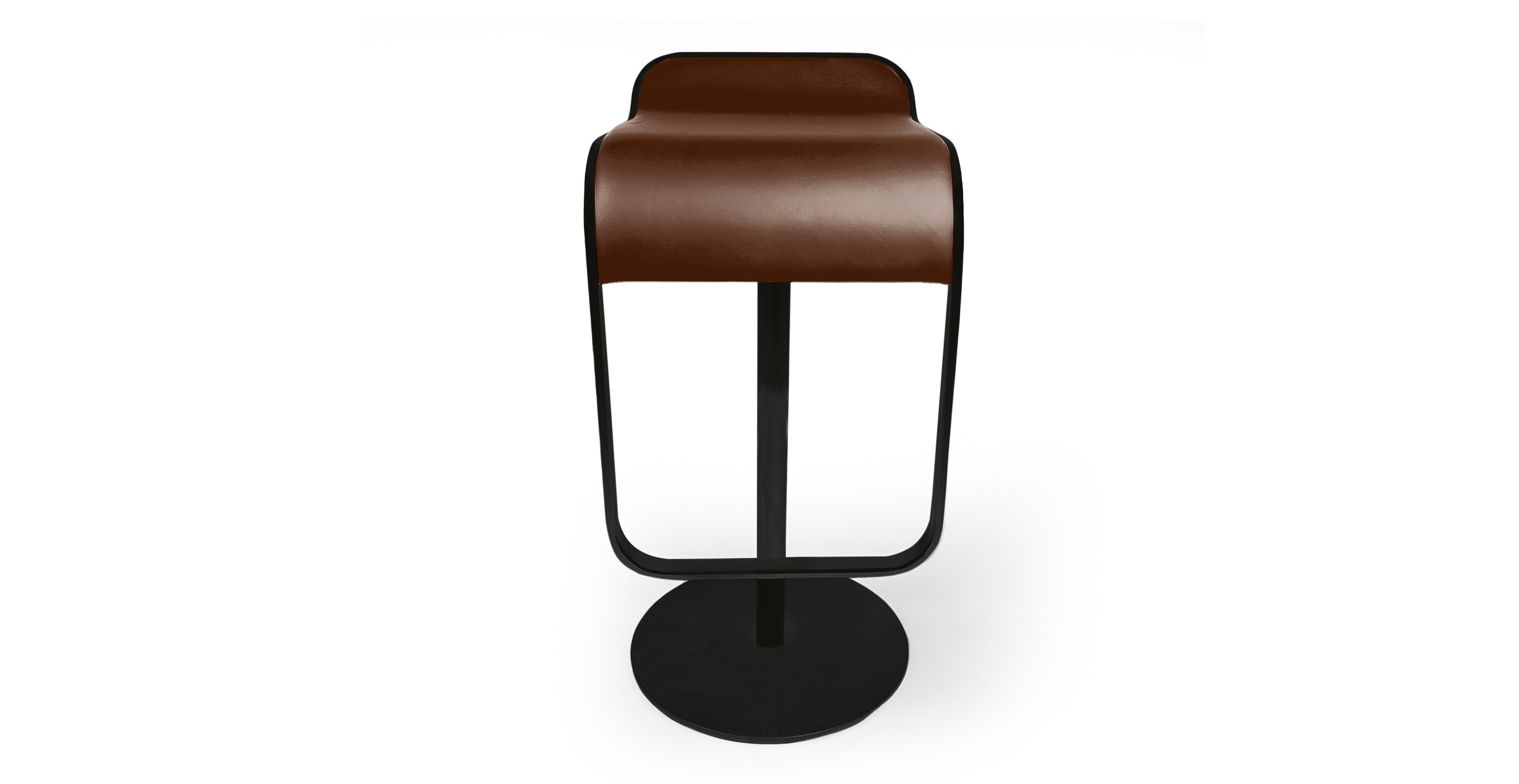 Lem Piston Italian Leather Adjustable Barstool - Black Base -  Leather Brown
