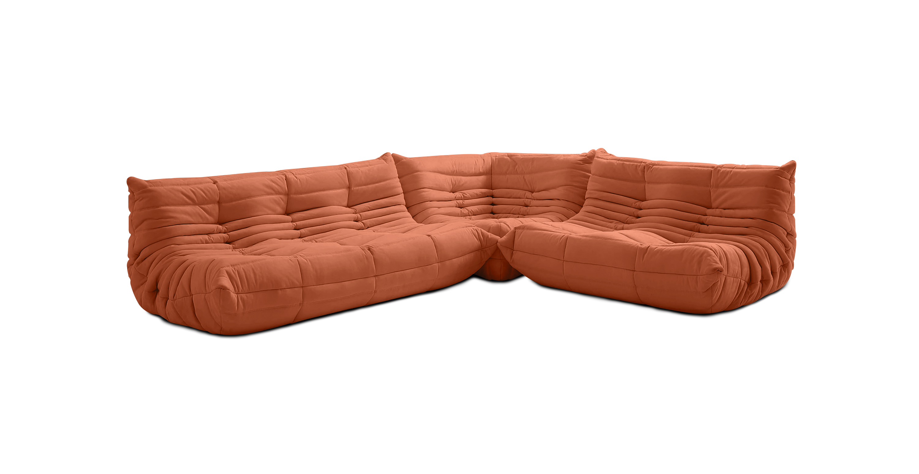 MCM Michel Ducaroy Modular Fabric Sectional Sofa Set | Configuration B -  Burnt Orange Alcantara Suede