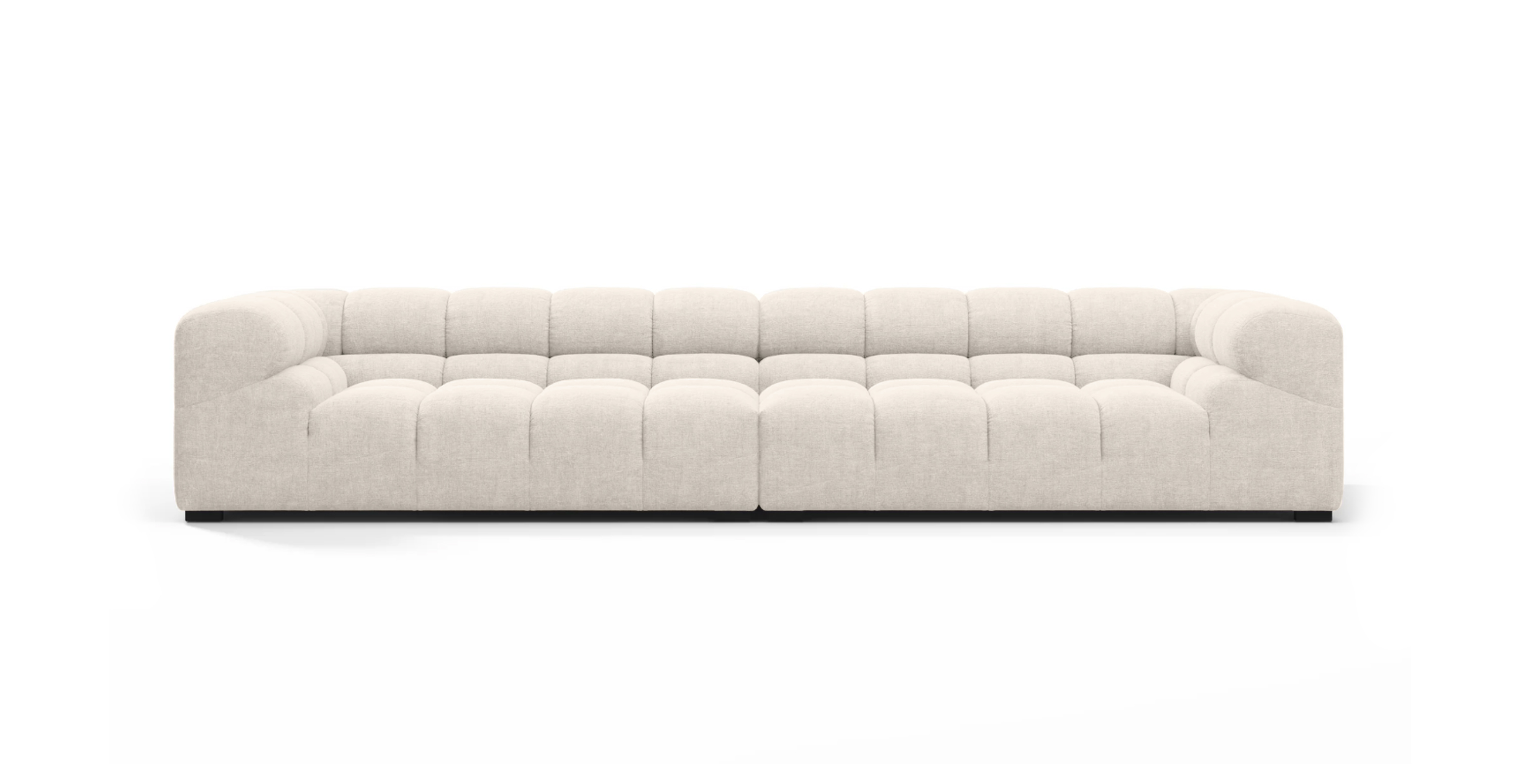 Tufted Sofa Extra Large - Beige Chenille Chenille
