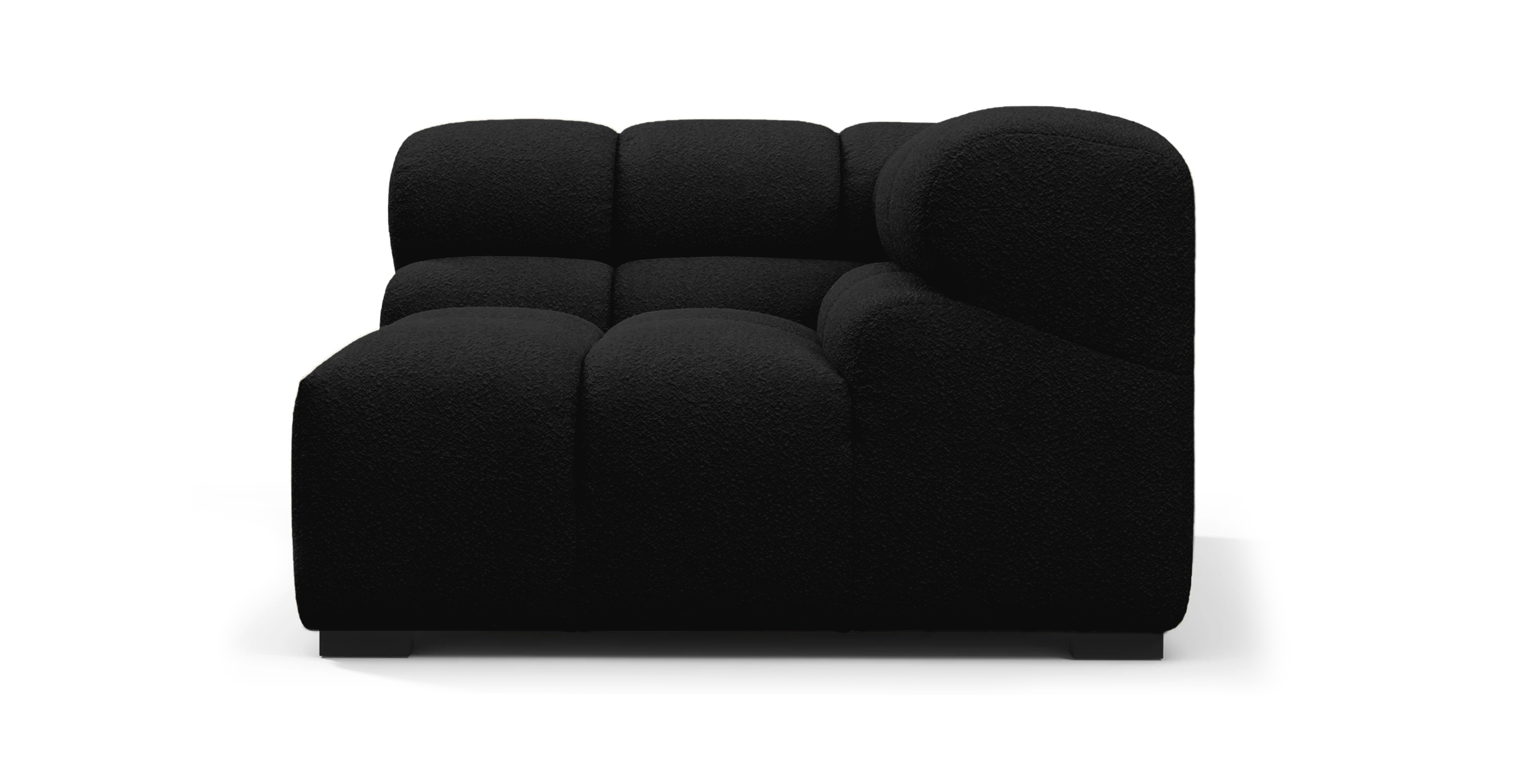 Tufted Sofa - Right Corner -  Black Boucle Boucle