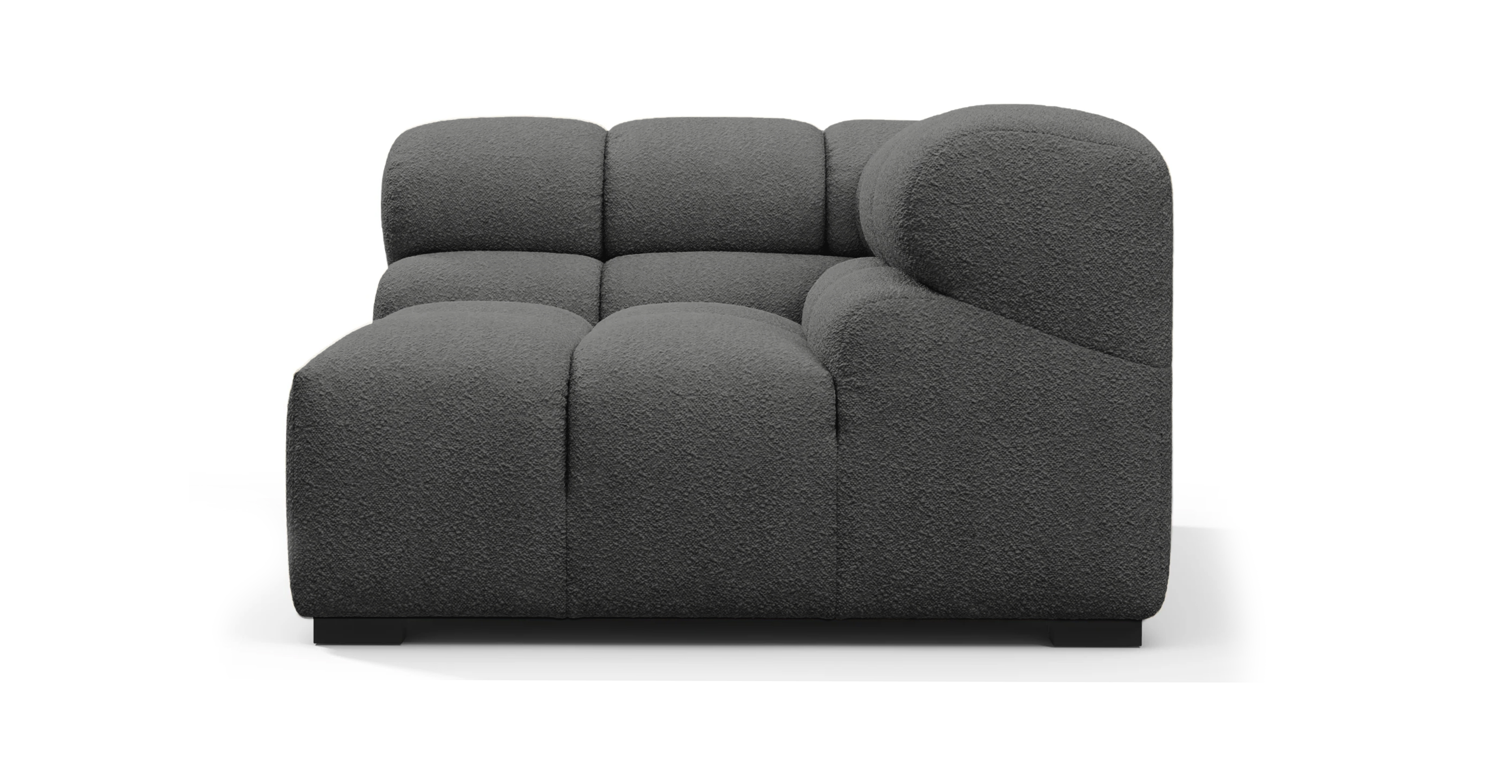 Tufted Sofa - Right Corner -  Gray Boucle Boucle