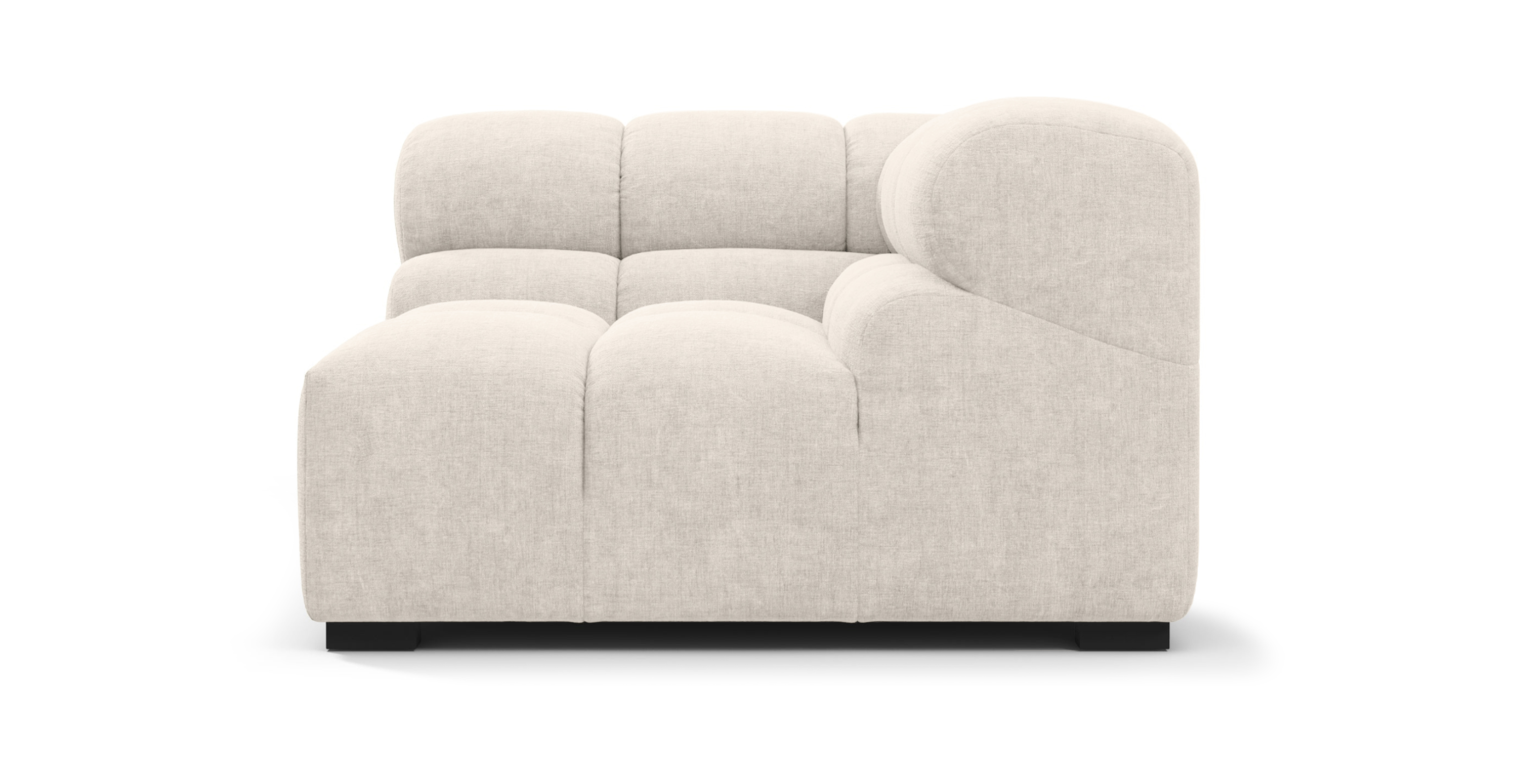 Tufted Sofa - Right Corner -  Beige Chenille Chenille
