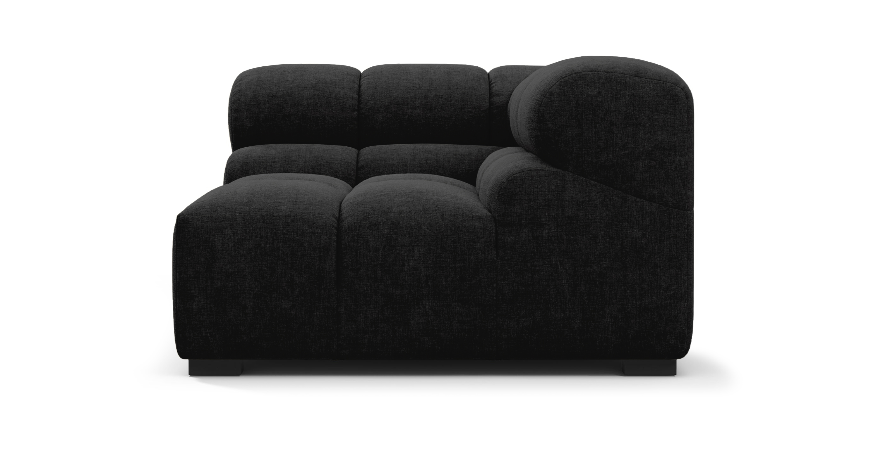 Tufted Sofa - Right Corner -  Black Chenille Chenille