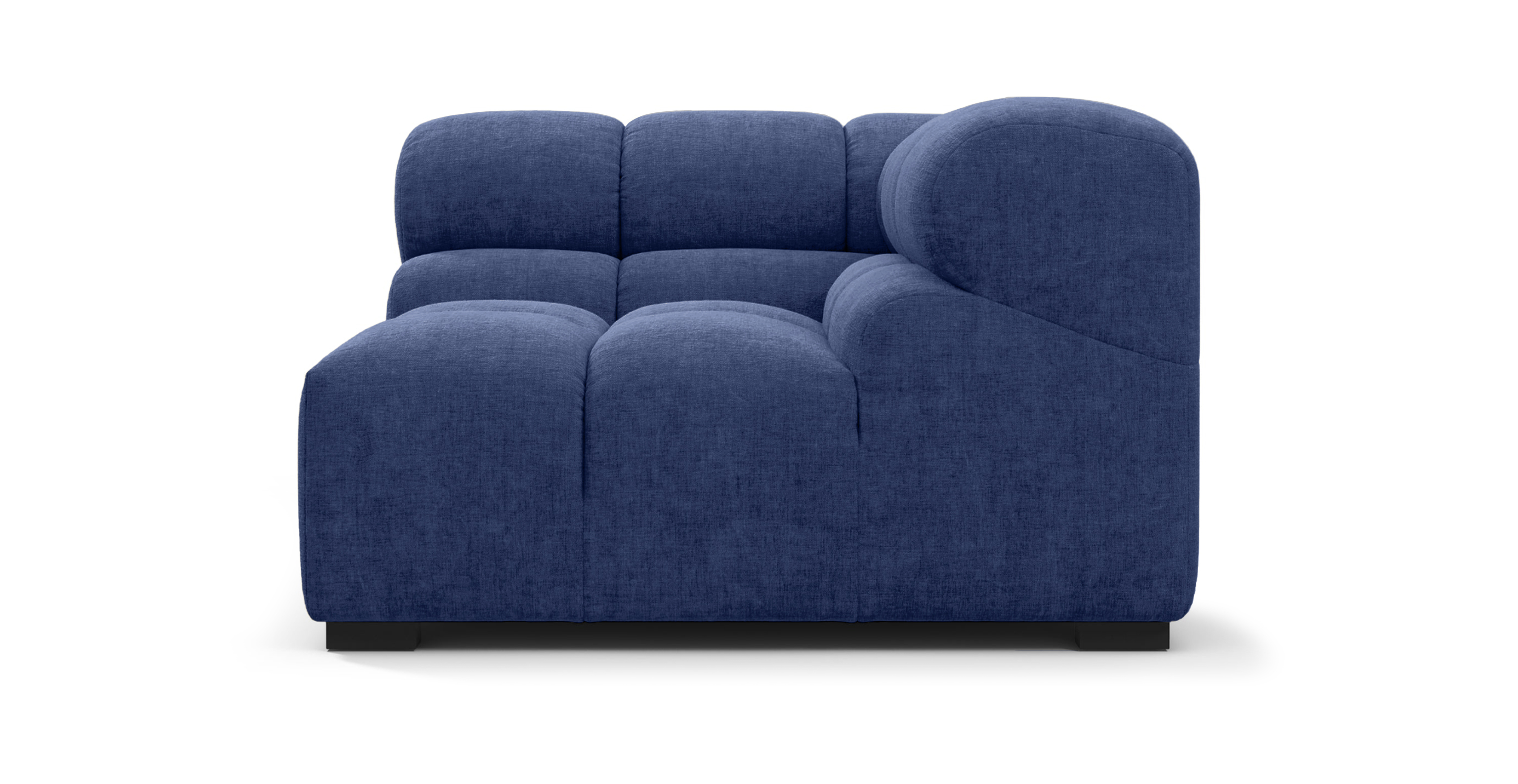 Tufted Sofa - Right Corner -  Blue Chenille Chenille