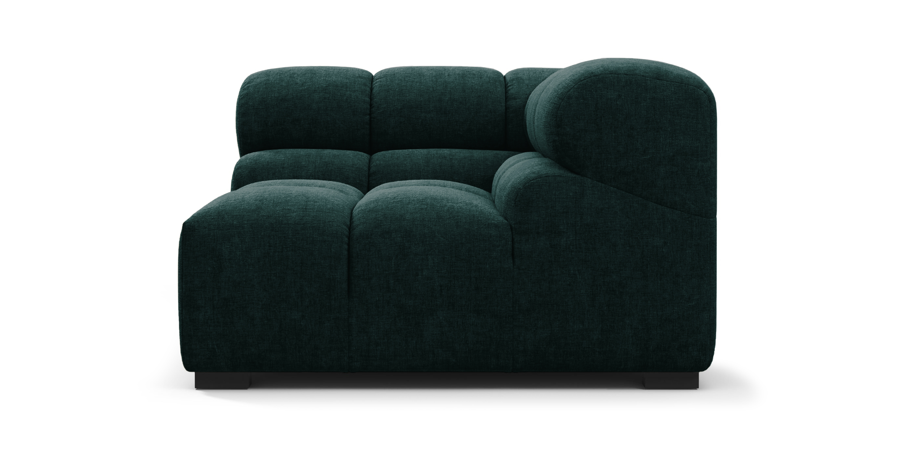 Tufted Sofa - Right Corner -  Green Chenille Chenille