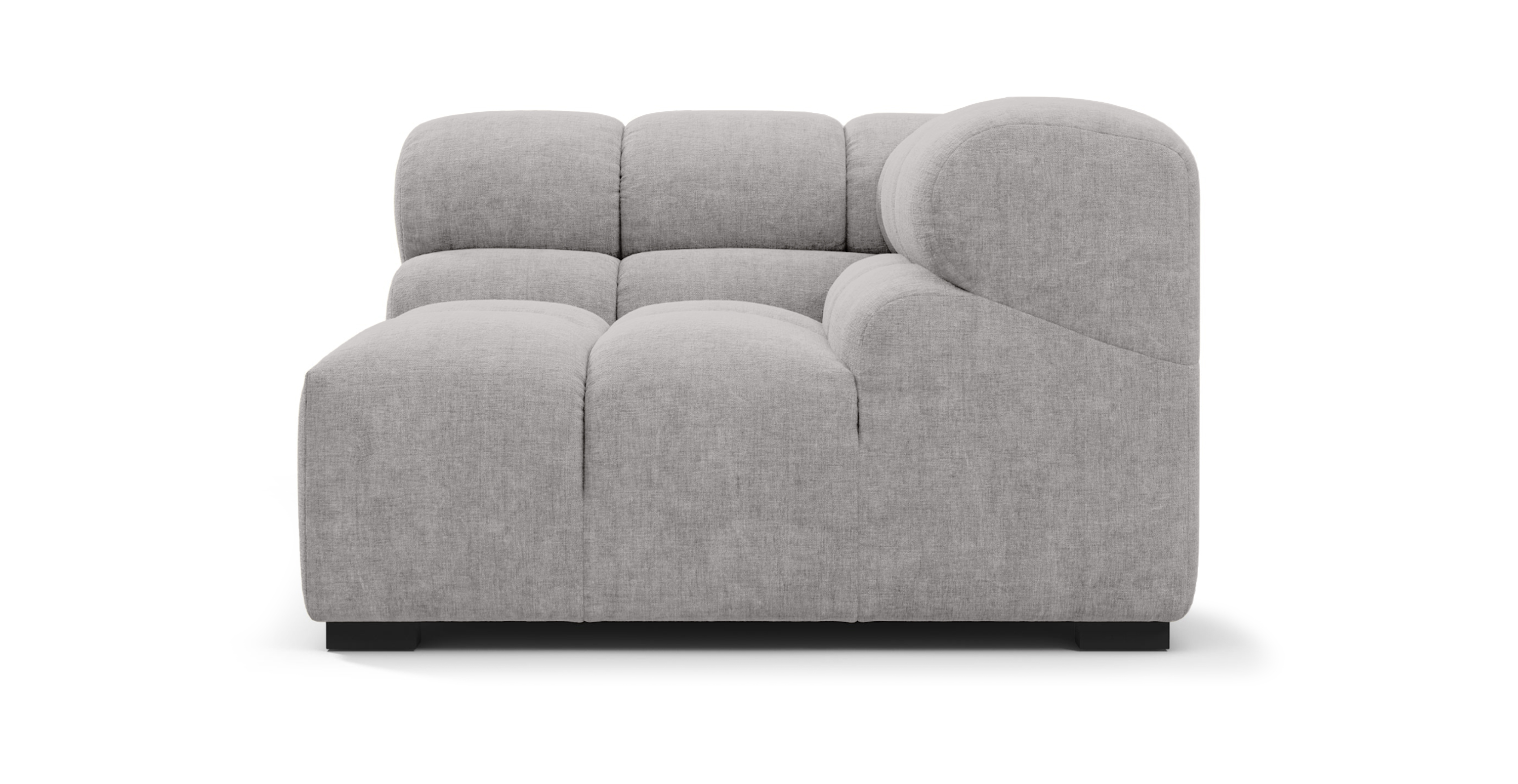Tufted Sofa - Right Corner -  Light Gray Chenille Chenille