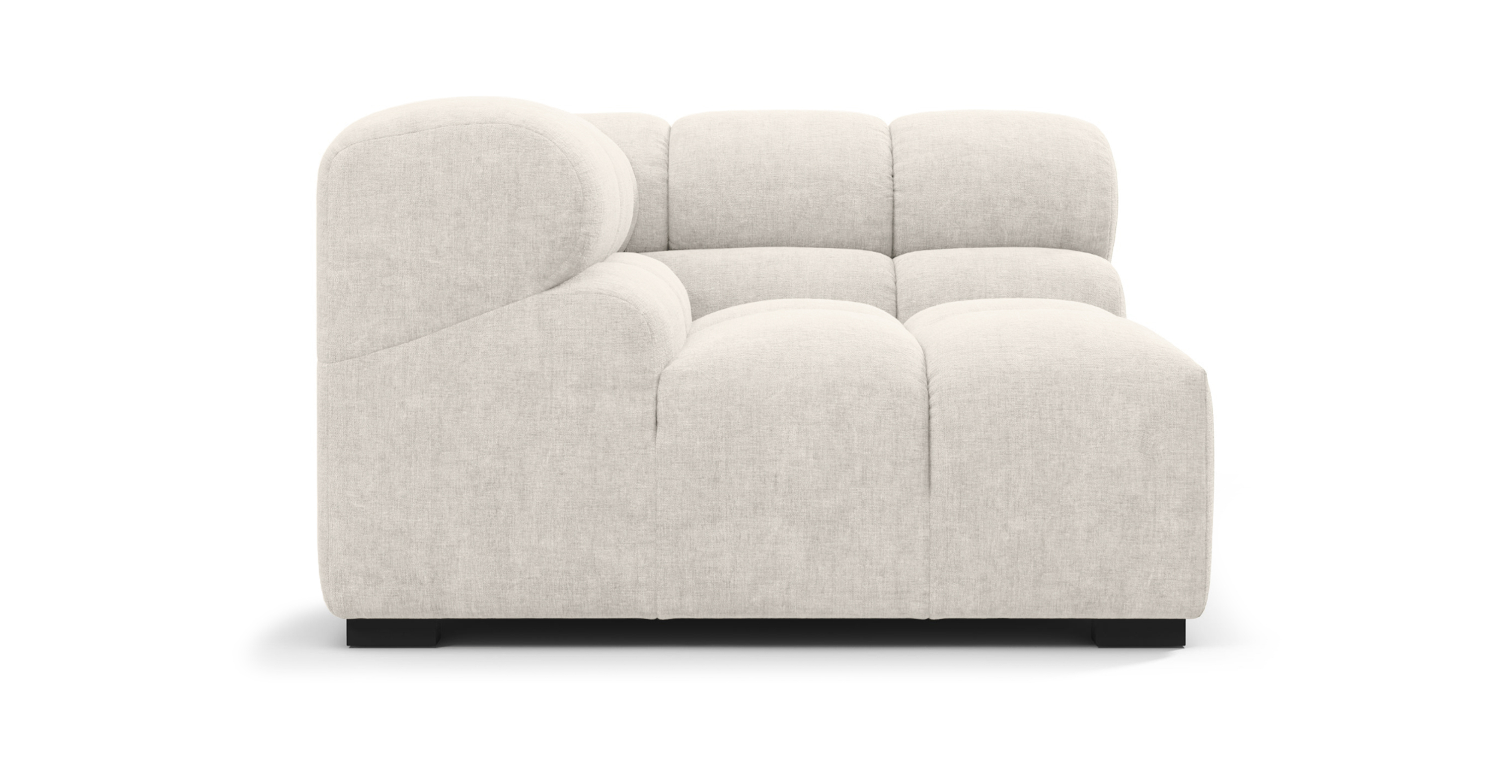 Tufted Sofa - Left Corner - Beige Chenille Chenille