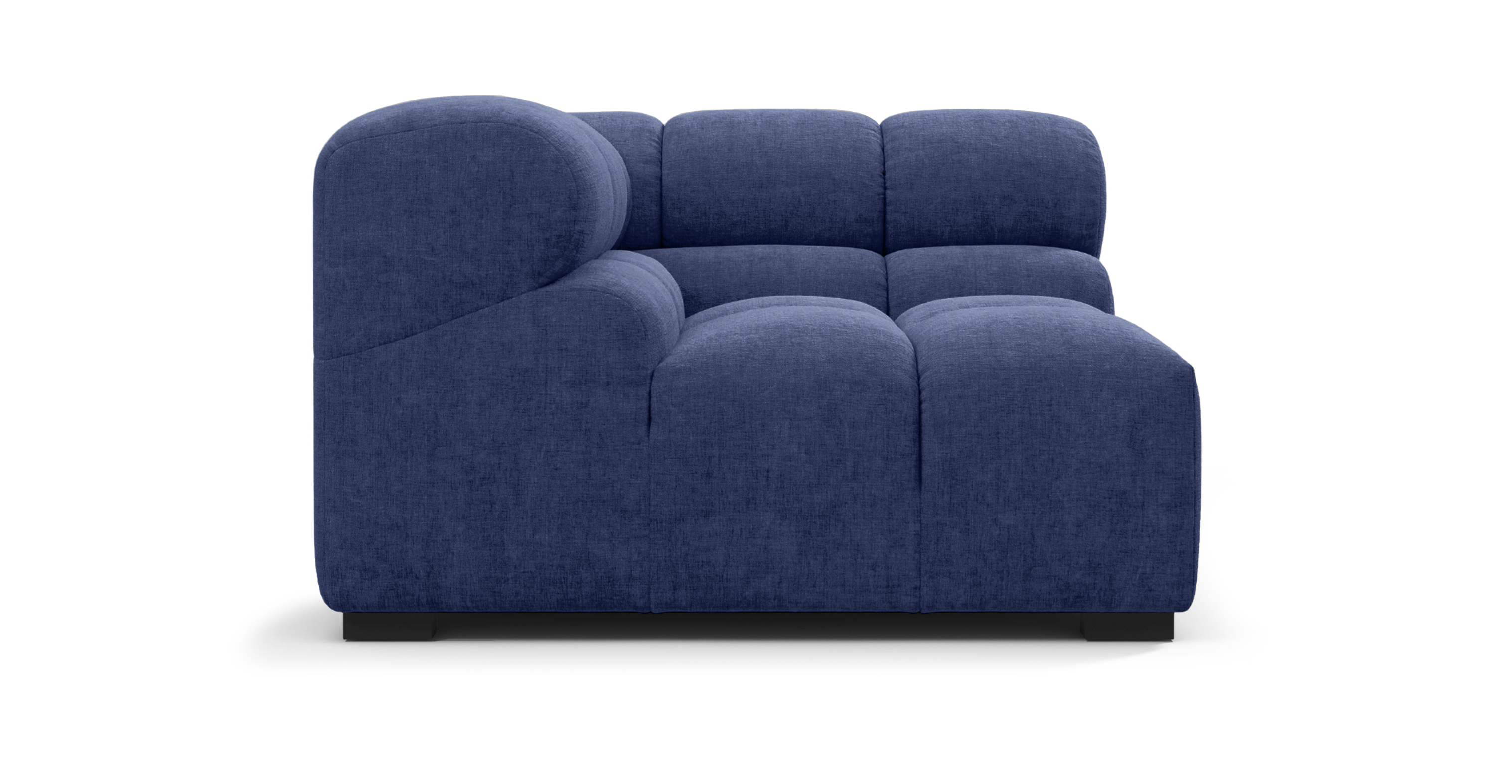 Tufted Sofa - Left Corner - Blue Chenille Chenille
