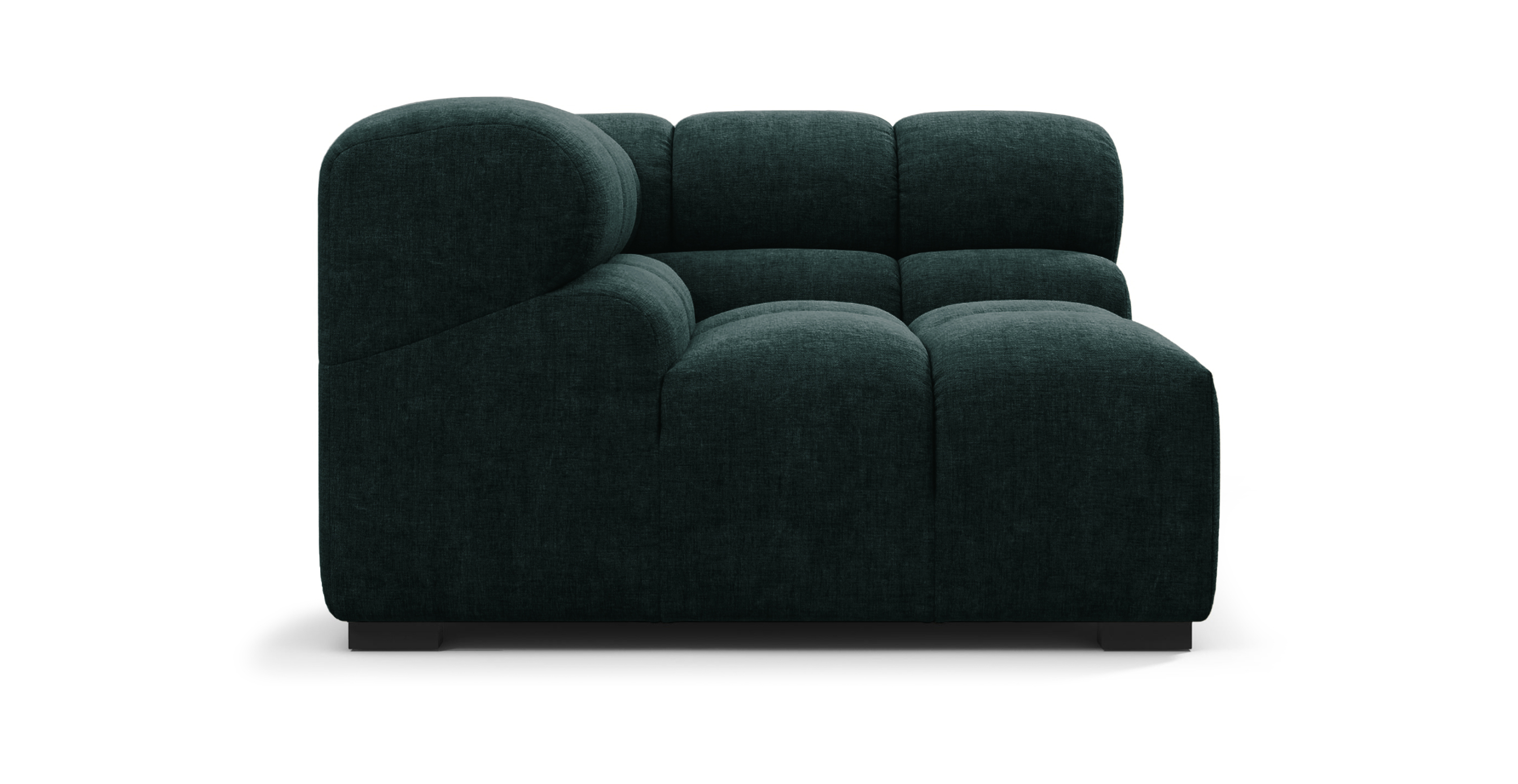 Tufted Sofa - Left Corner - Green Chenille Chenille