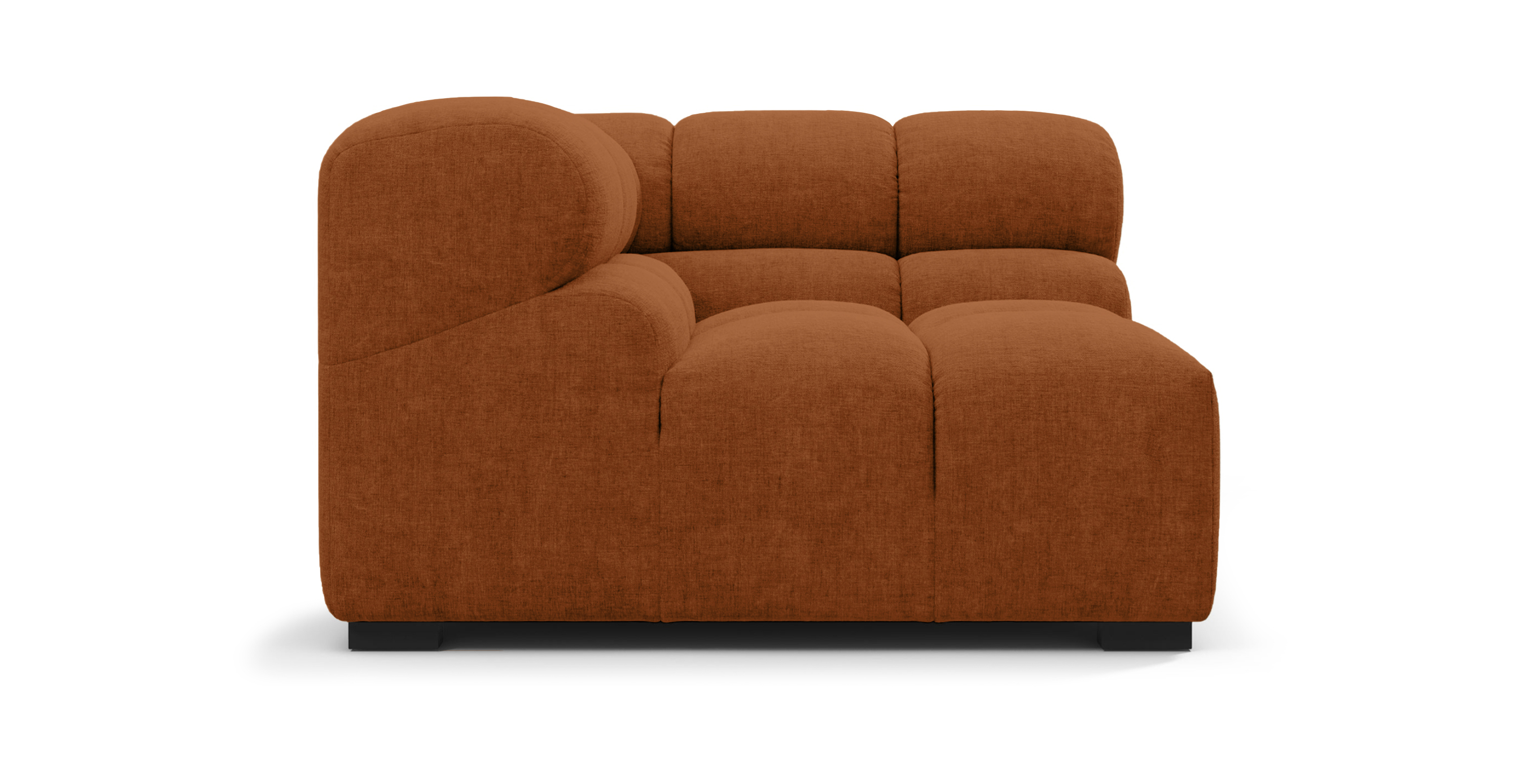 Tufted Sofa - Left Corner - Orange Chenille Chenille
