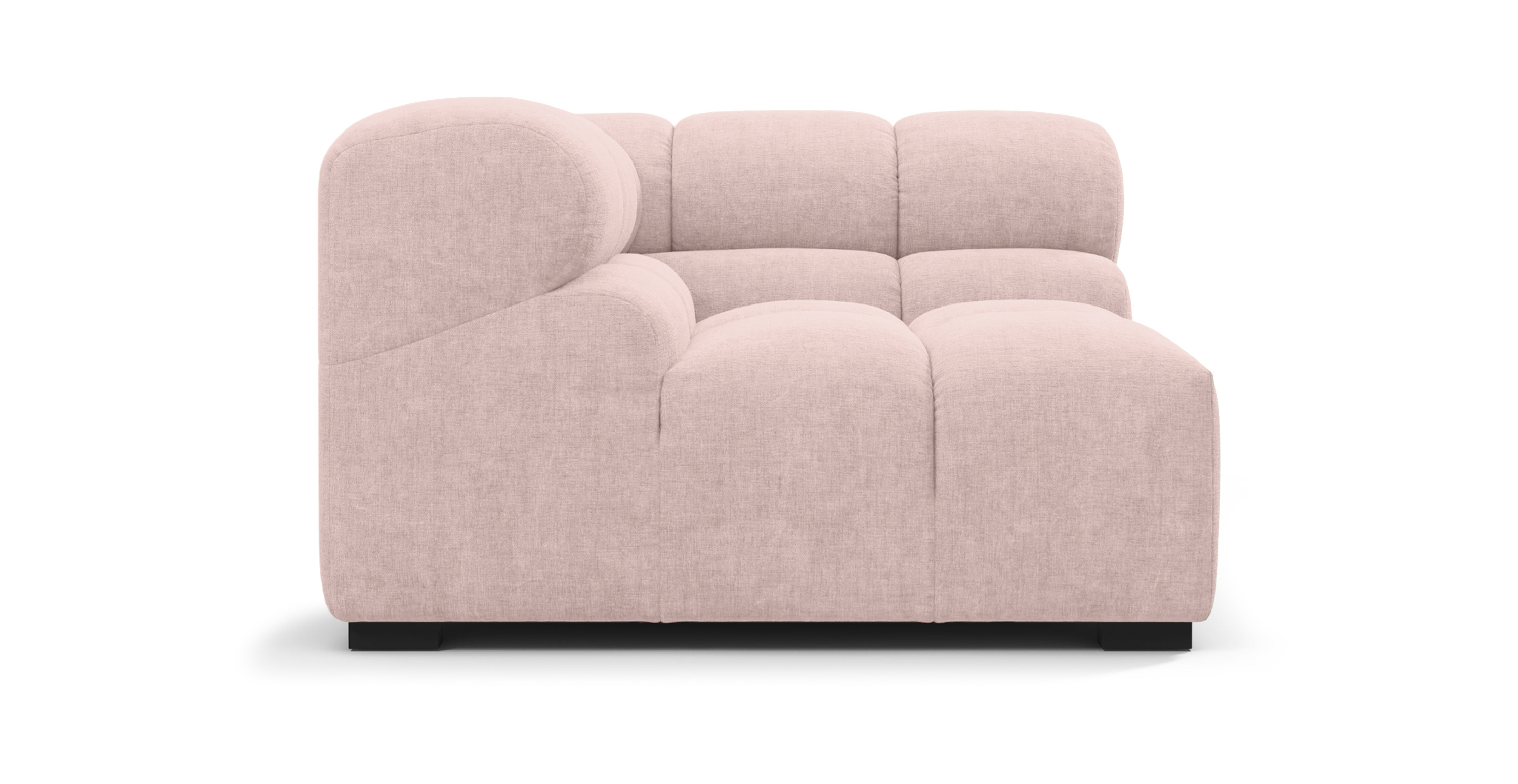 Tufted Sofa - Left Corner - Pink Chenille Chenille