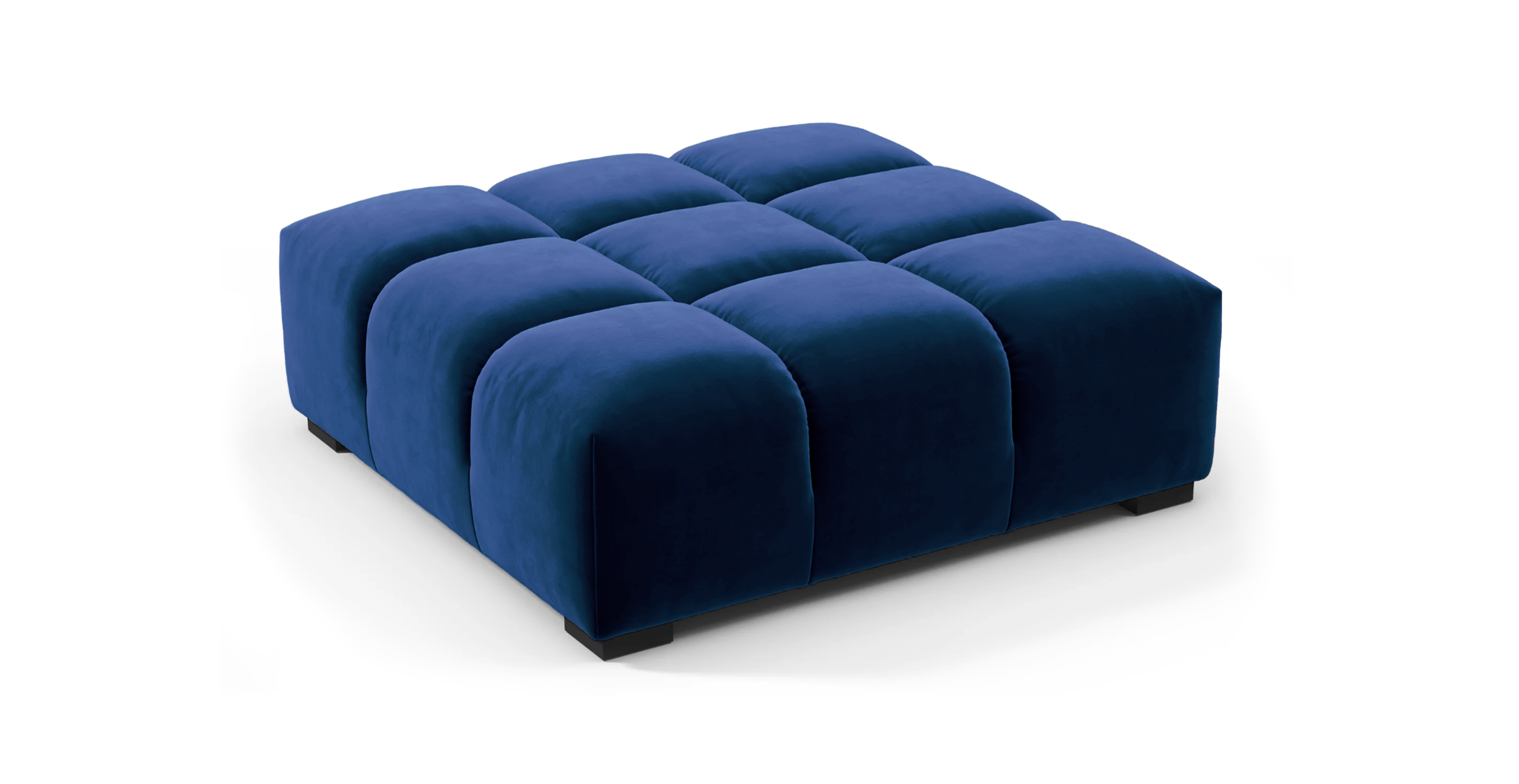 Tufted Ottoman -  Velvet Blue Velvet