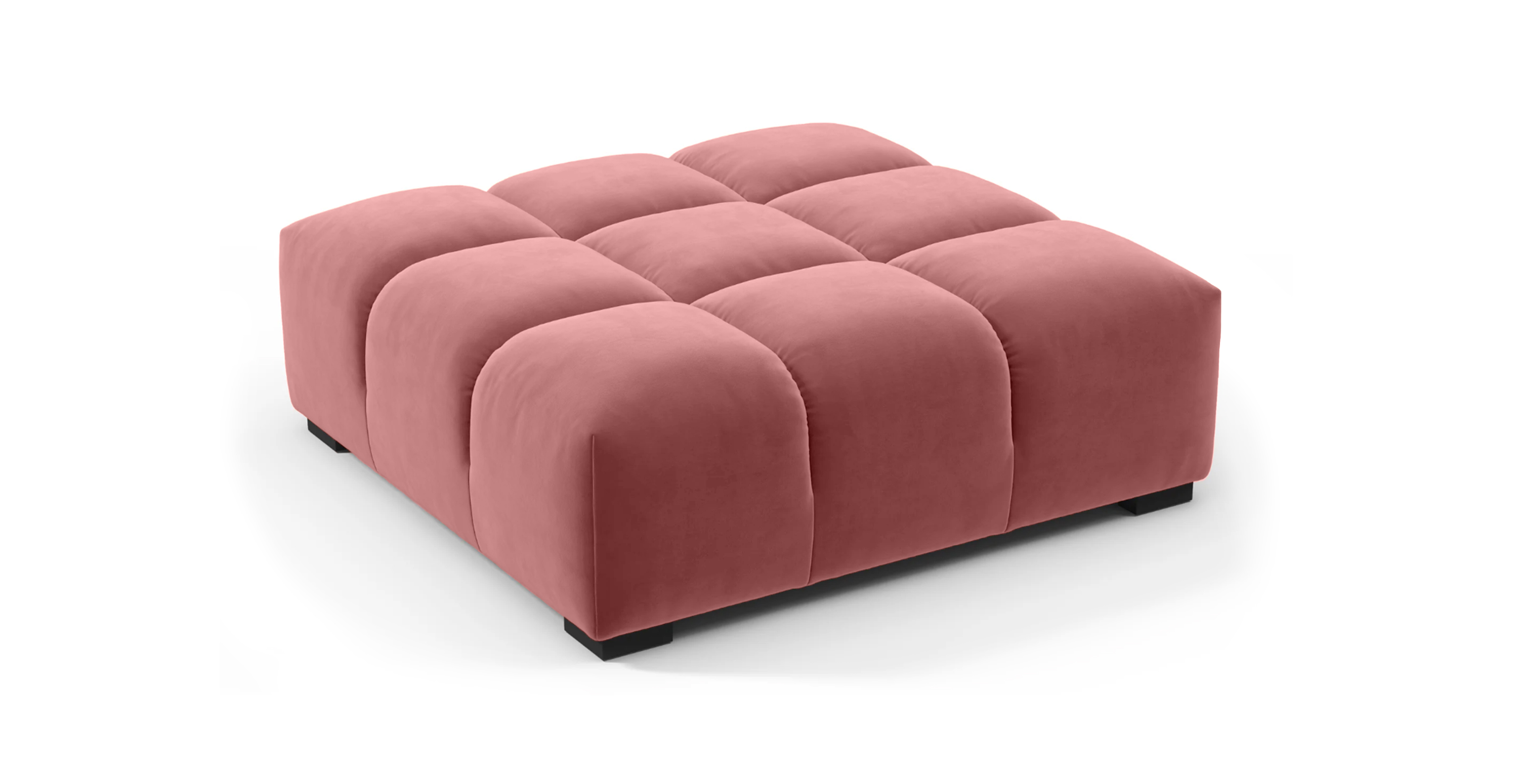 Tufted Ottoman -  Velvet River Rouge Velvet