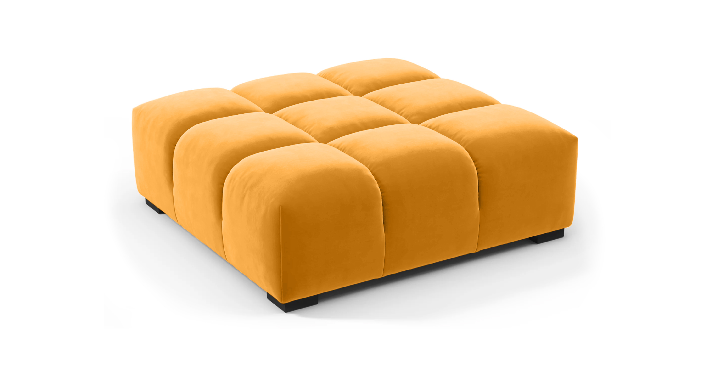 Tufted Ottoman -  Velvet Mustard Velvet