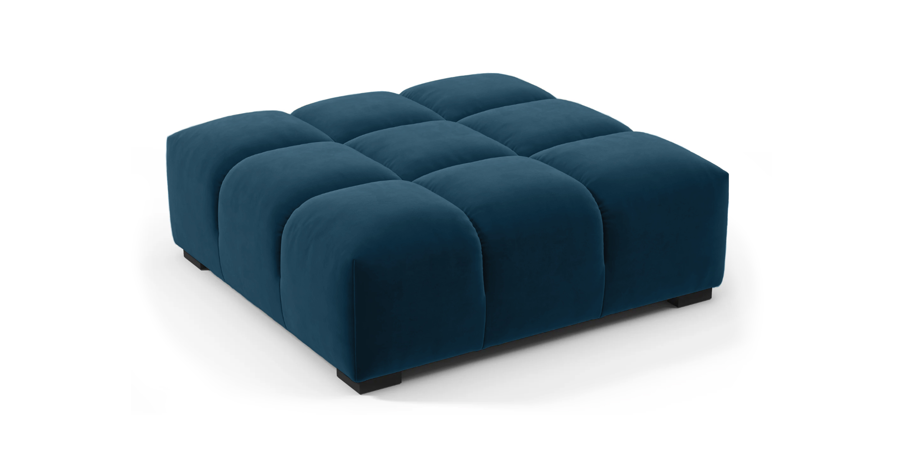 Modern Tufted Ottoman -  Royal Blue Velvet Velvet