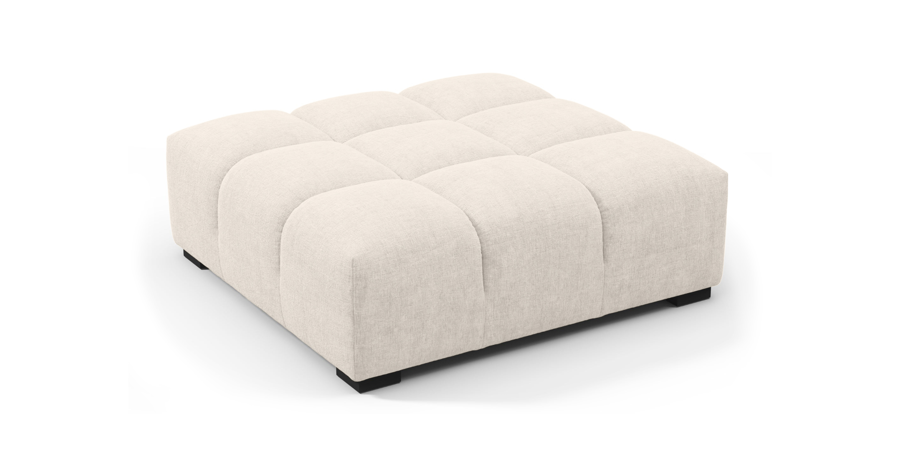 Tufted Ottoman -  Chenille Beige Chenille