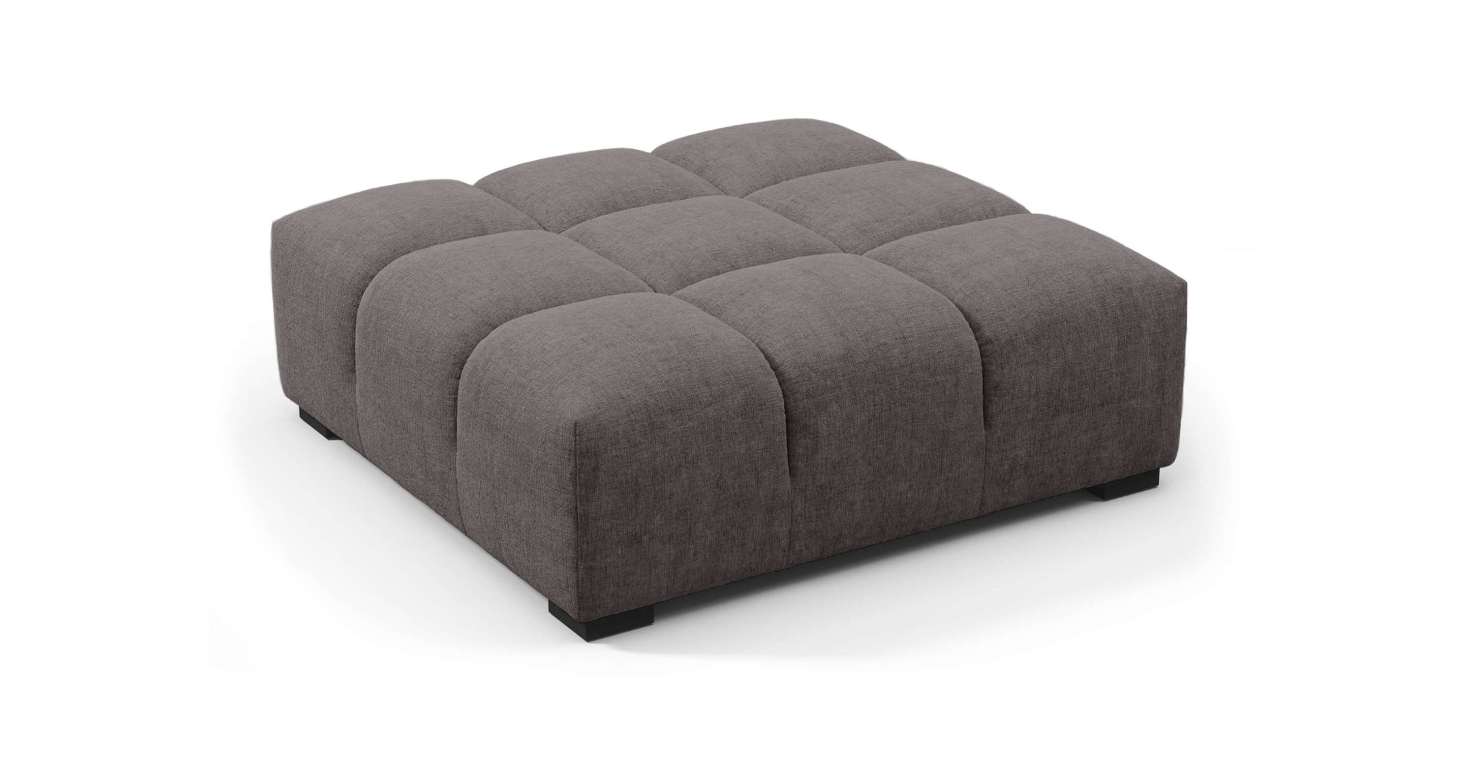 Tufted Ottoman -  Chenille Dark Gray Chenille