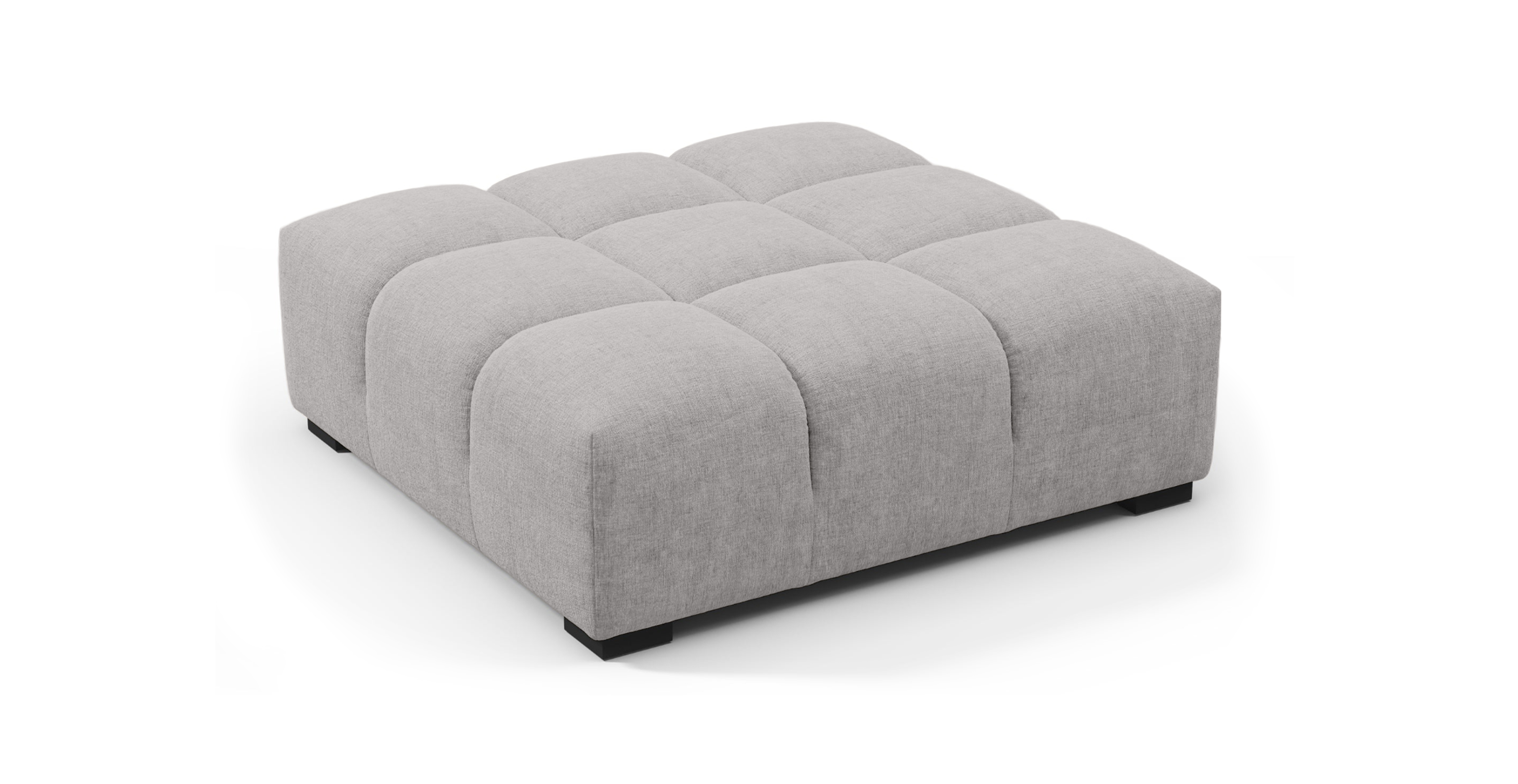 Tufted Ottoman -  Chenille Light Gray Chenille
