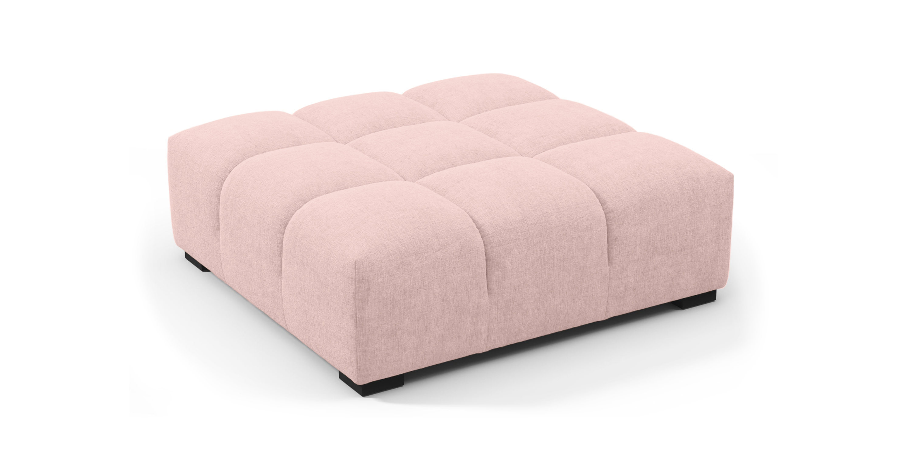 Tufted Ottoman -  Chenille Pink Chenille