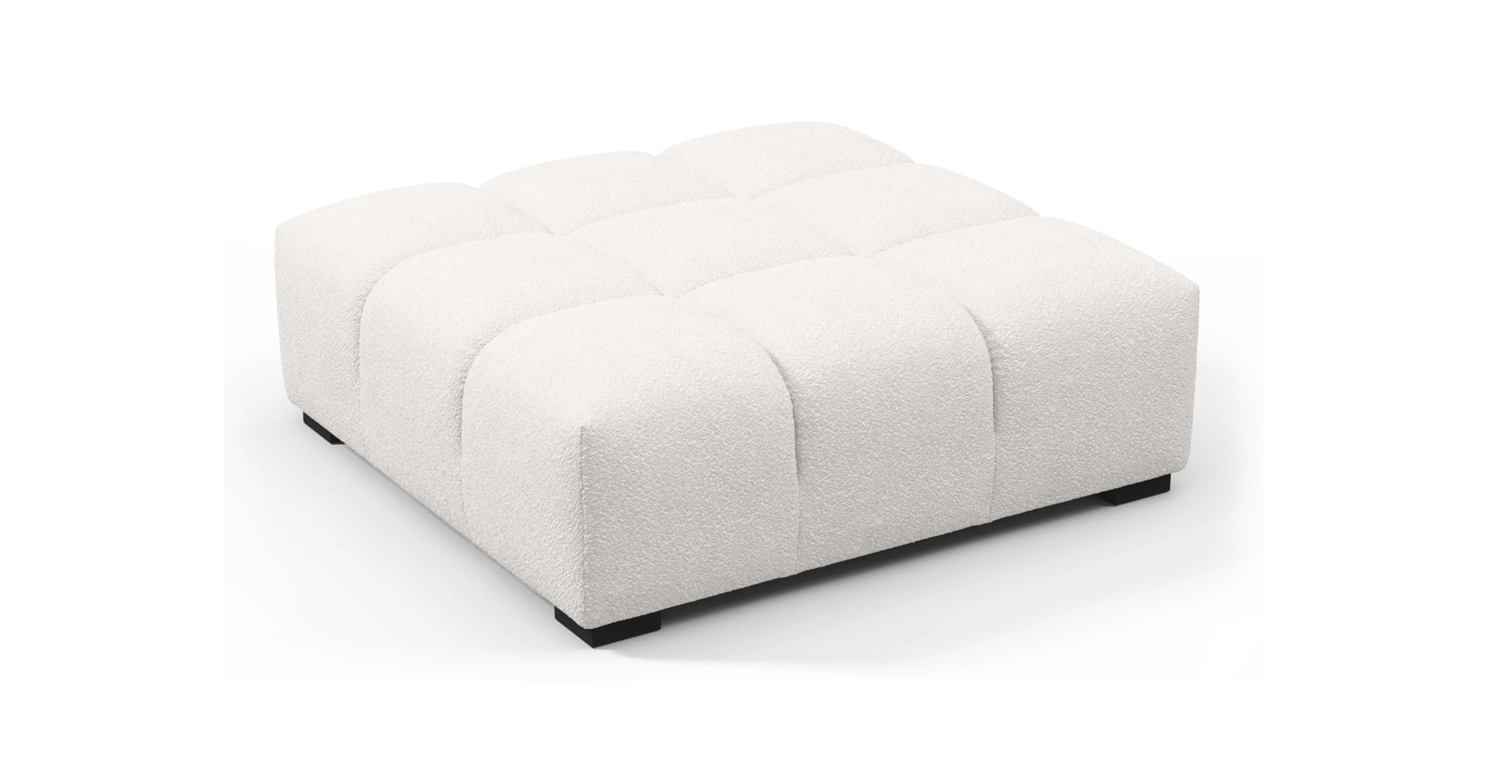 Tufted Ottoman -  Boucle White Boucle