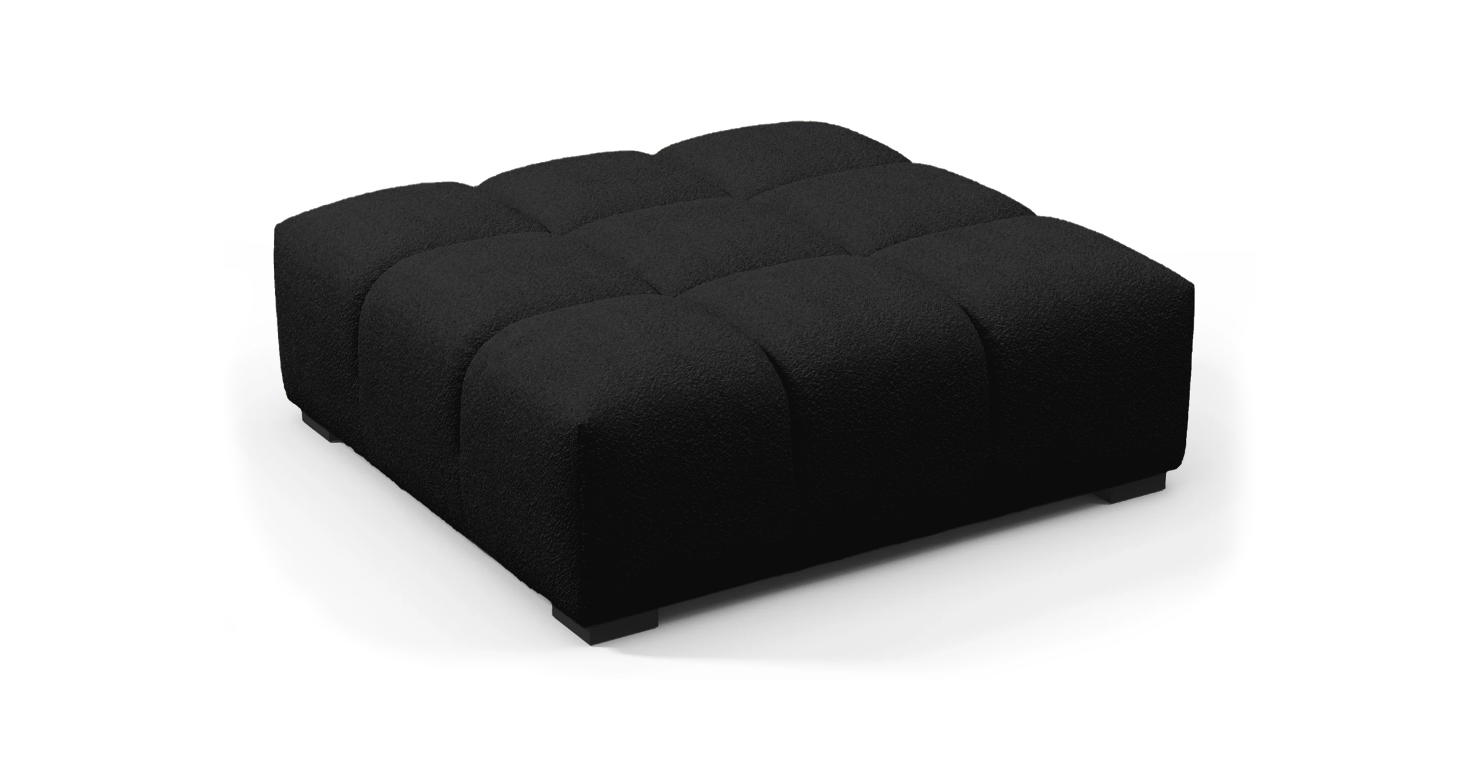 Tufted Ottoman -  Boucle Black Boucle