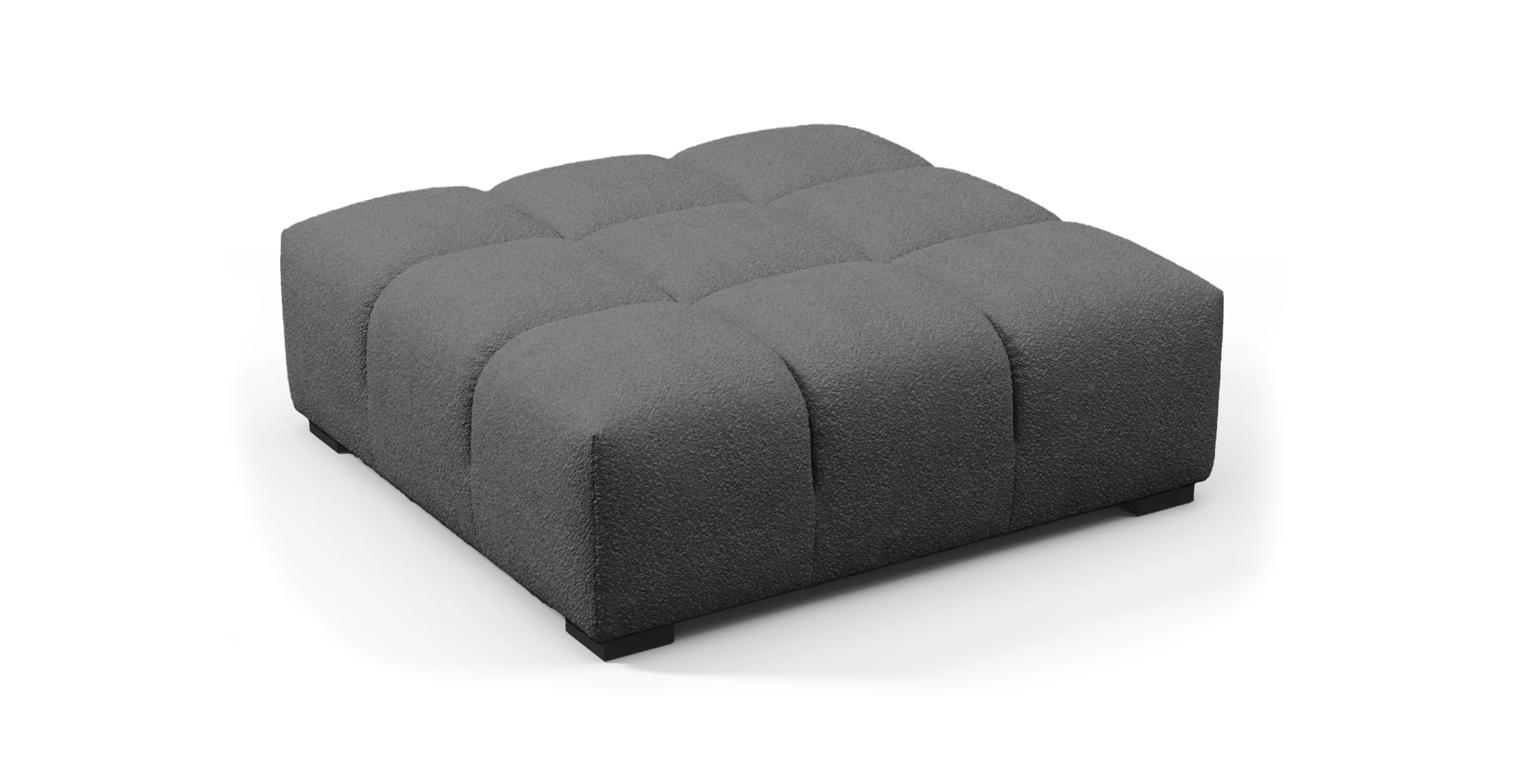 Tufted Ottoman -  Boucle Gray Boucle