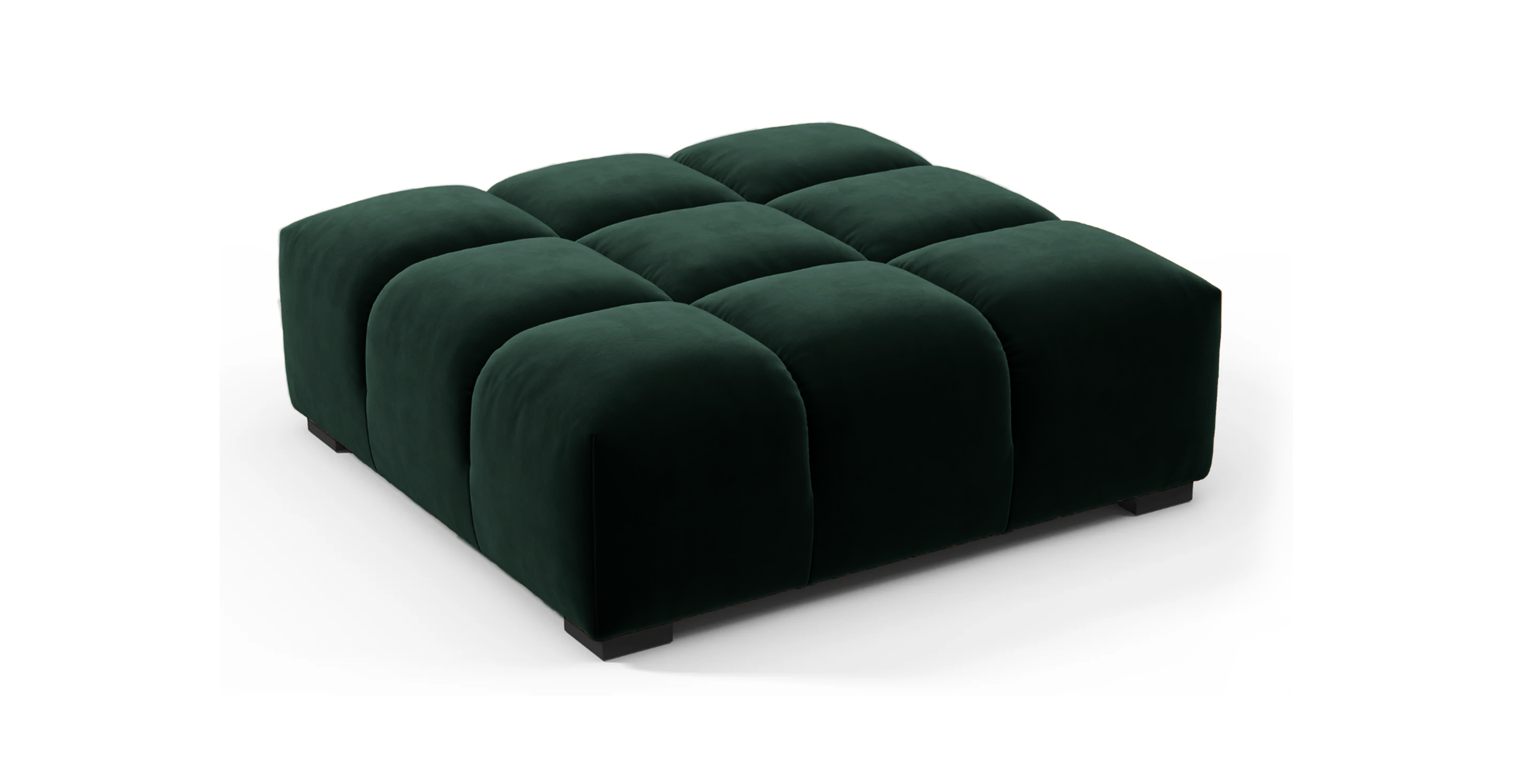 Tufted Ottoman -  Velvet Dark Green Velvet