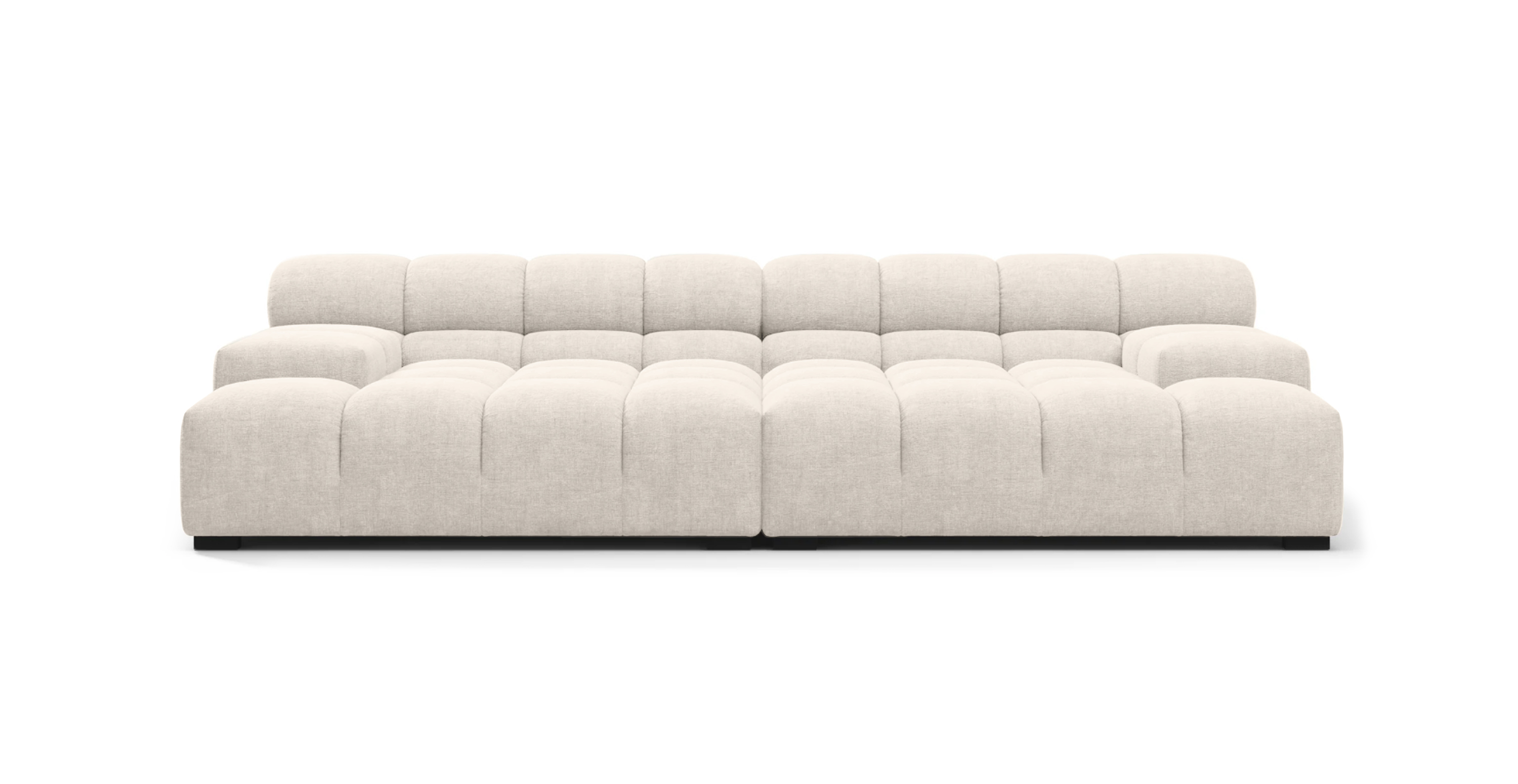 Tufted Sofa Extra Deep -  Beige Chenille Chenille