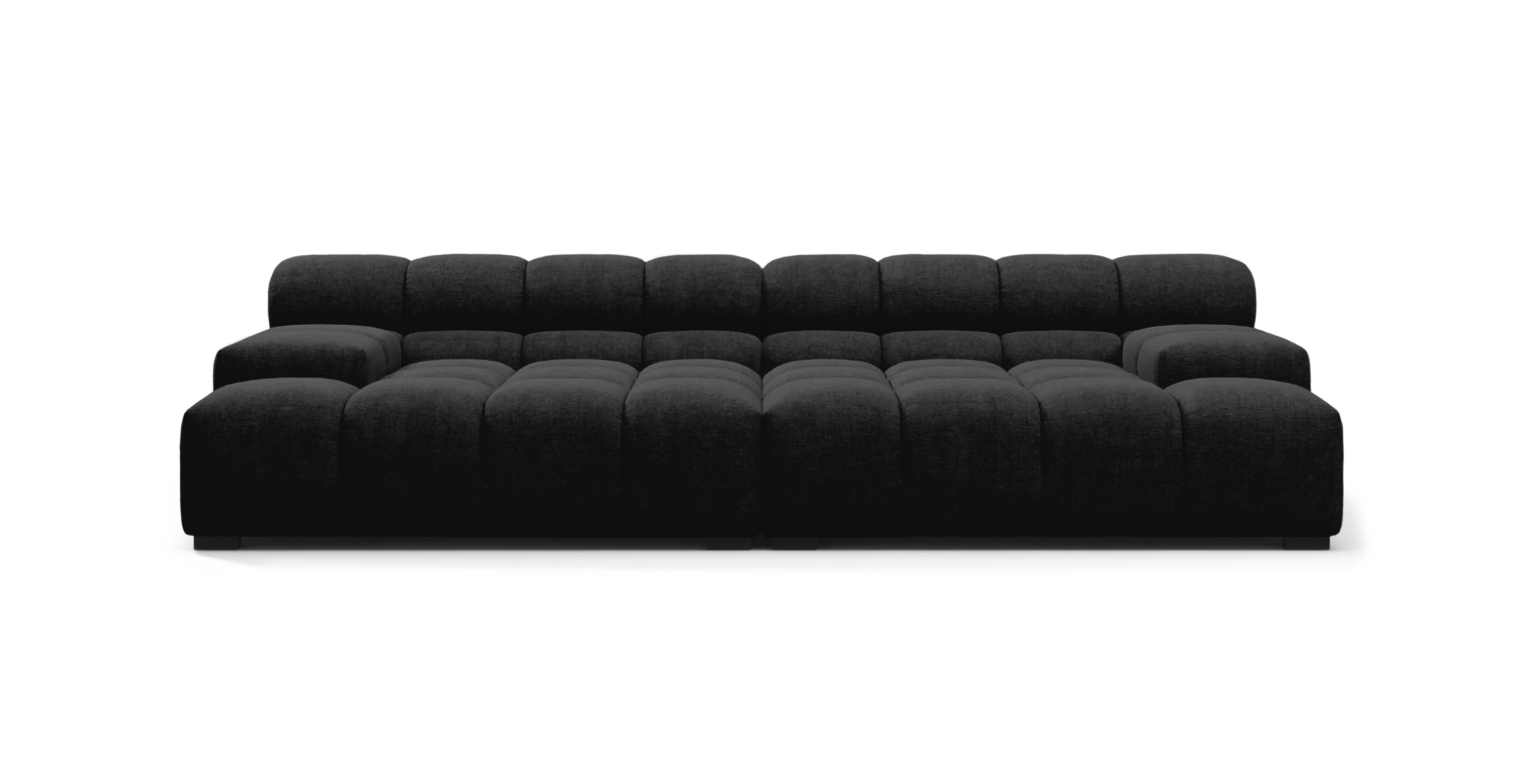 Tufted Sofa Extra Deep -  Black Chenille Chenille