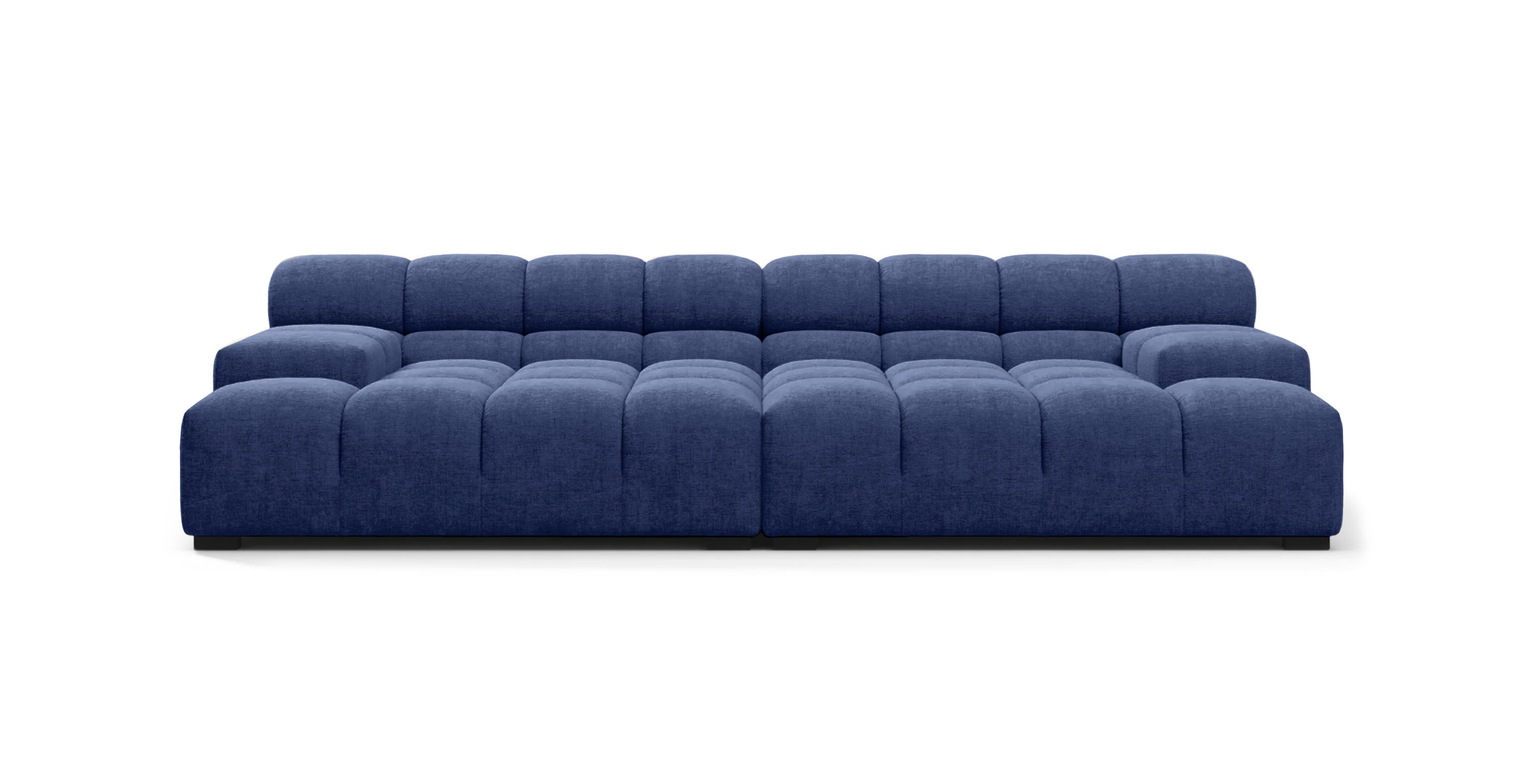 Tufted Sofa Extra Deep -  Blue Chenille Chenille