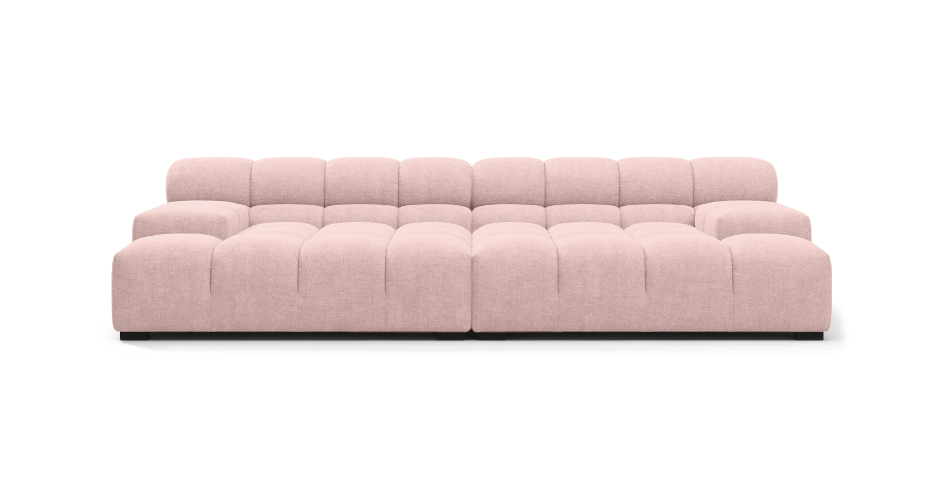 Tufted Sofa Extra Deep - Pink Chenille Chenille
