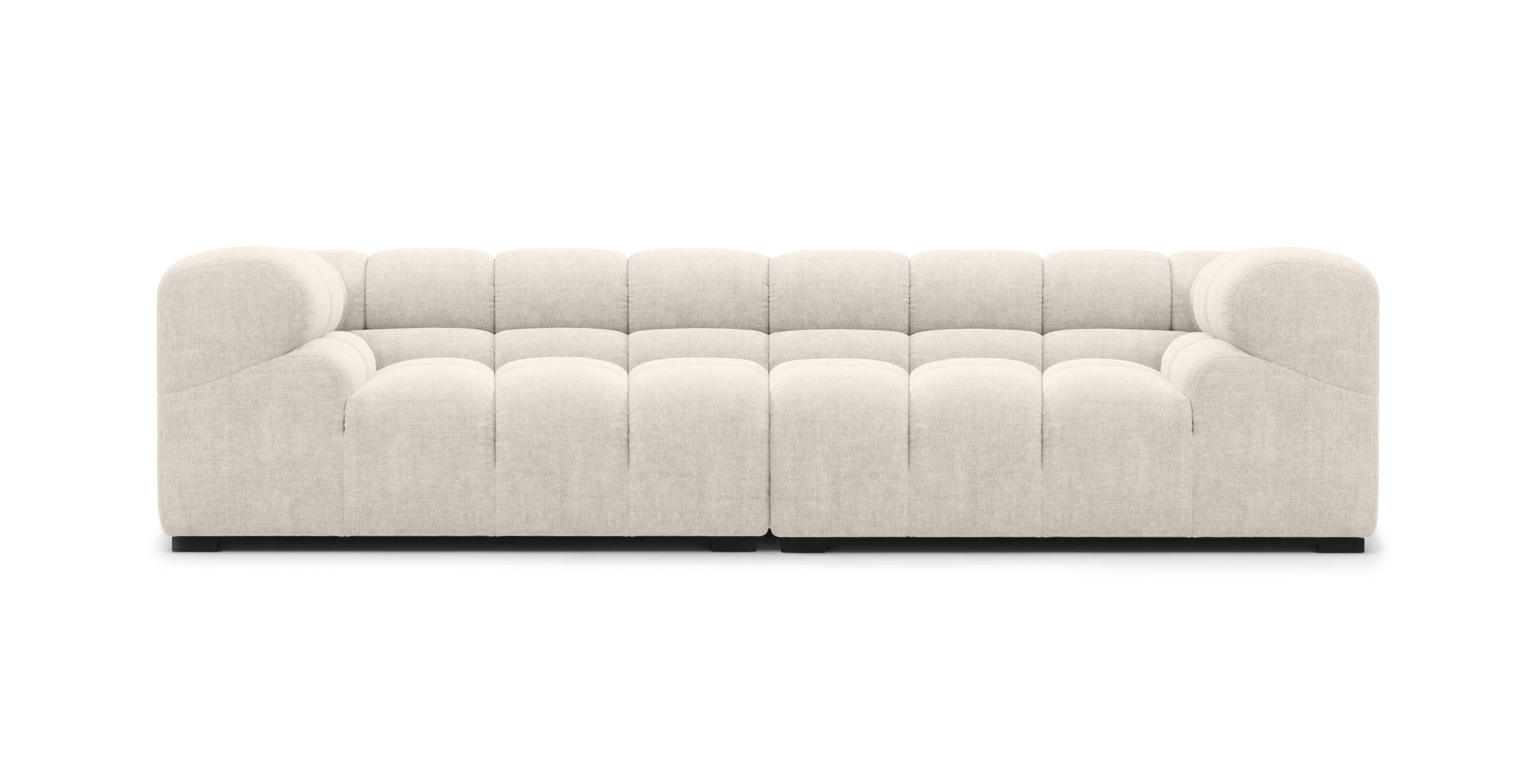 Tufted 3 Seater Sofa - Chenille Beige Chenille