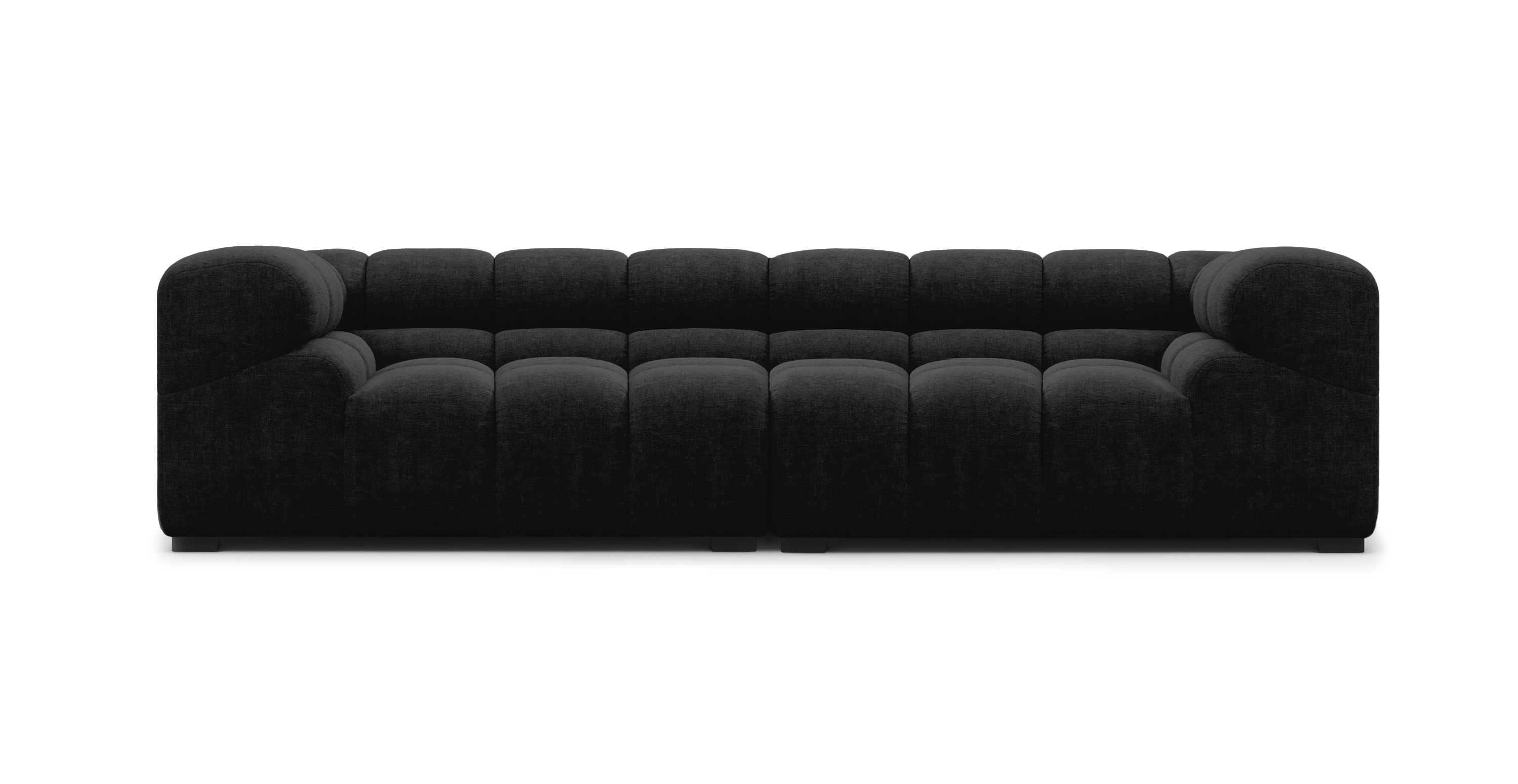 Tufted 3 Seater Sofa - Chenille Charcoal Gray Chenille