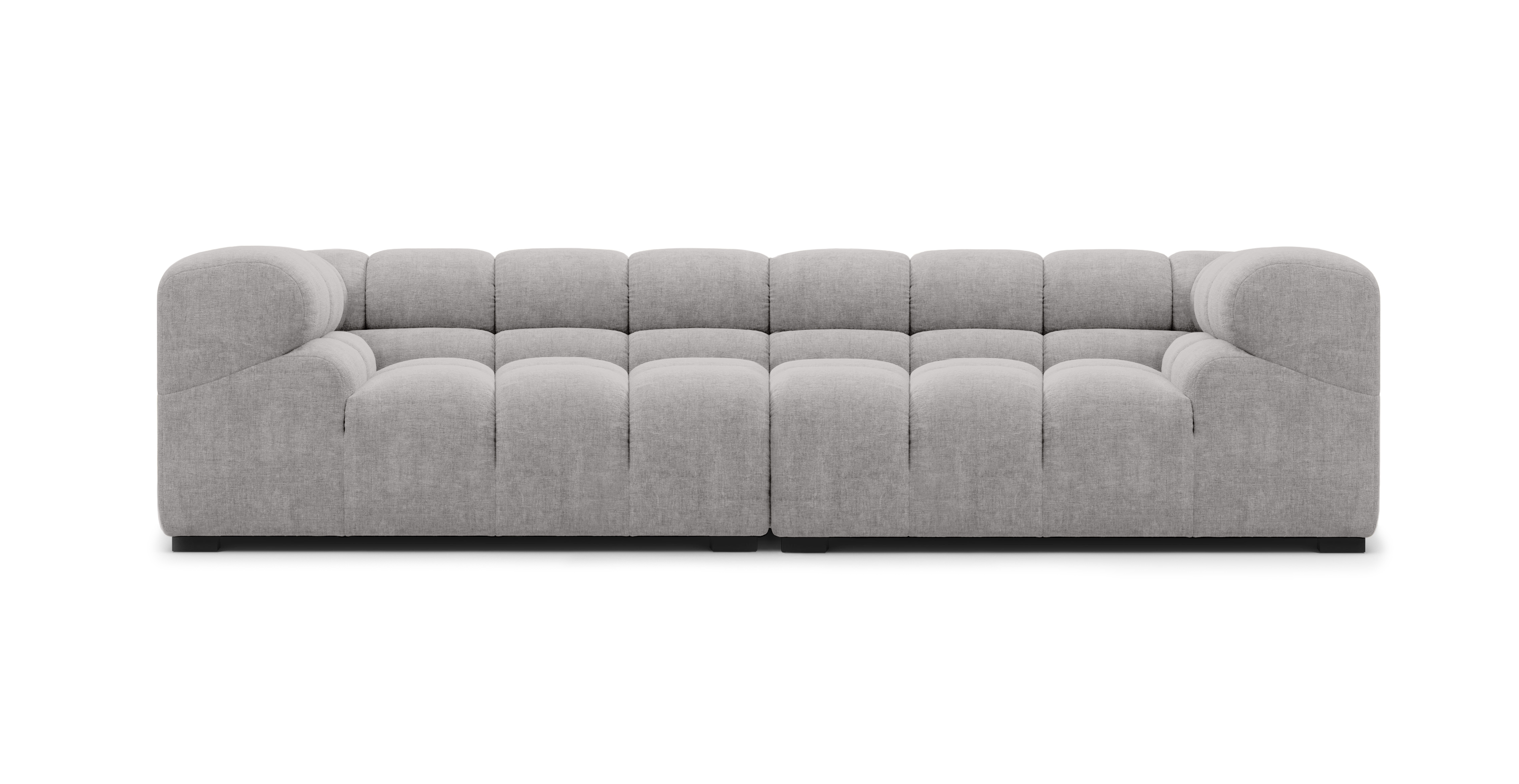 Tufted 3 Seater Sofa - Chenille Light Gray Chenille