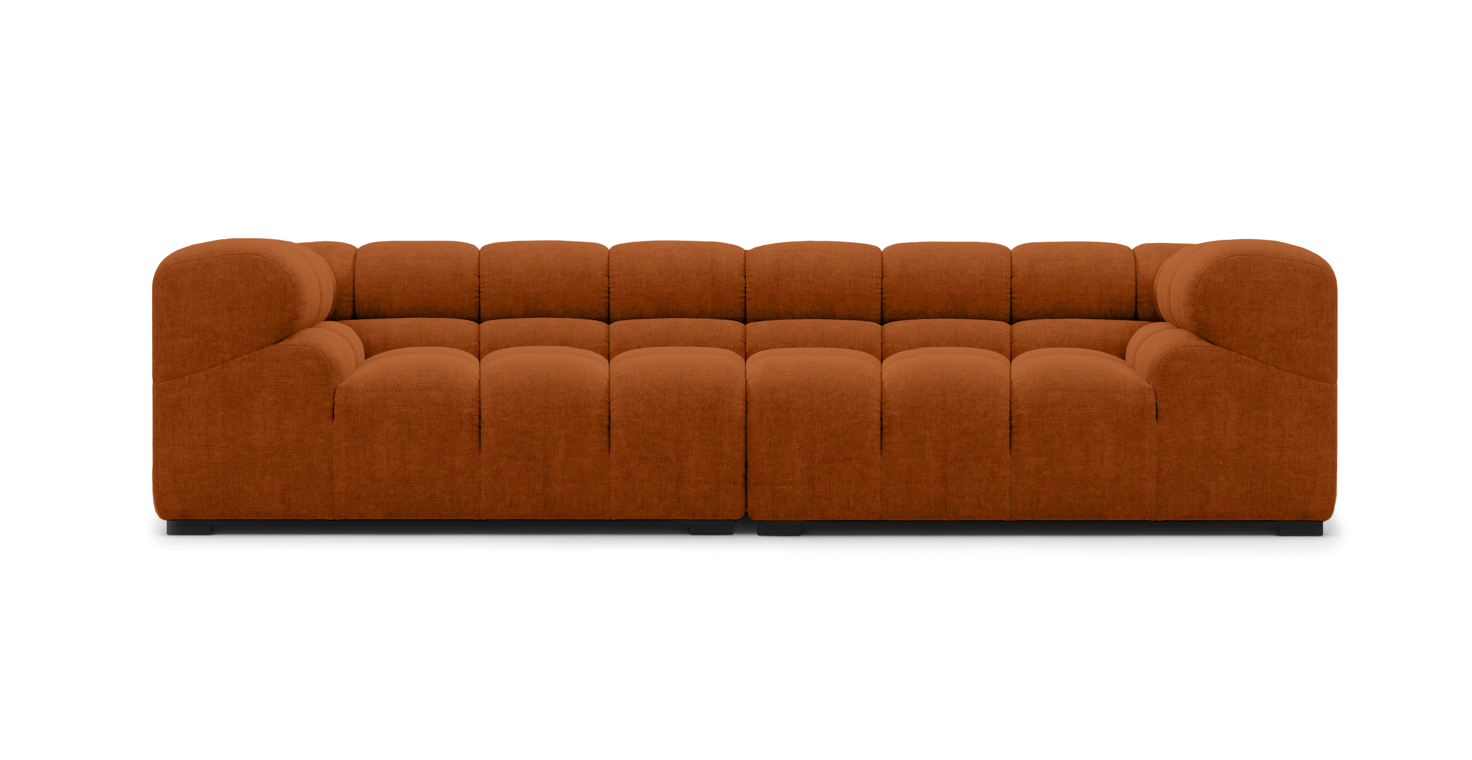 Tufted 3 Seater Sofa - Chenille Orange Chenille