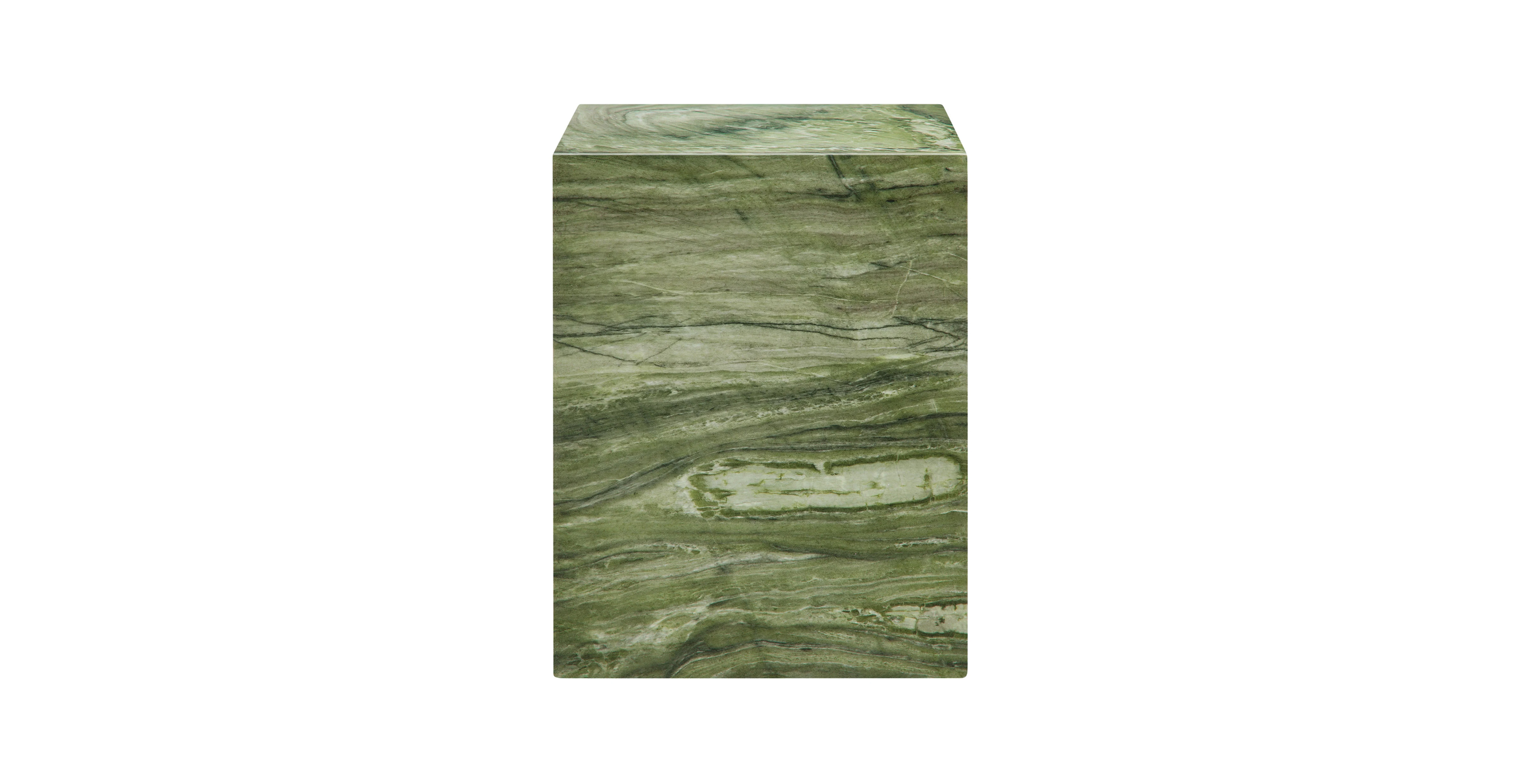 Greenwich Plinth Concrete Indoor/Outdoor Side Table -  Concrete Green Marble