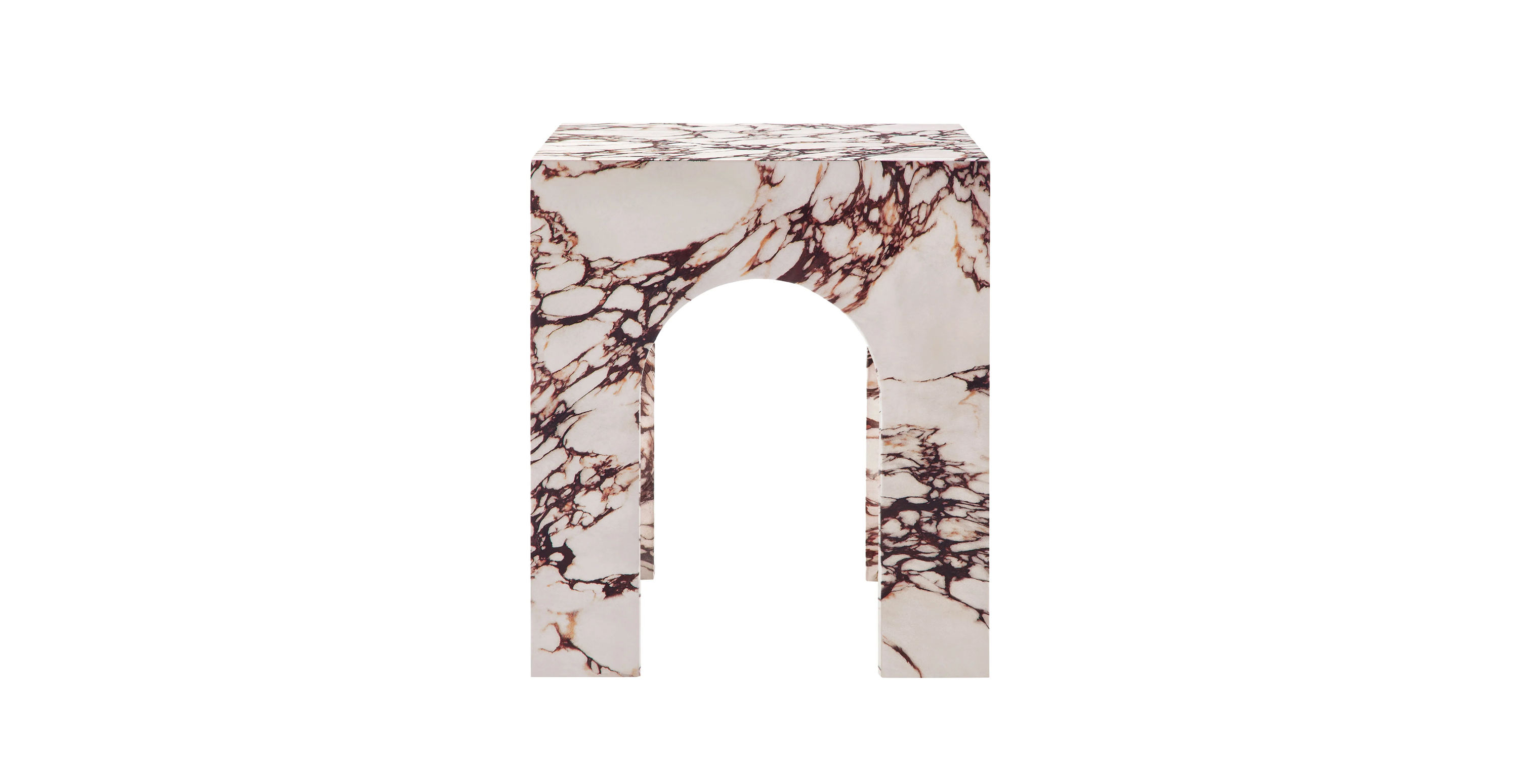 Lexington Square Arched Concrete Indoor/Outdoor Side Table -  Concrete Red Marble