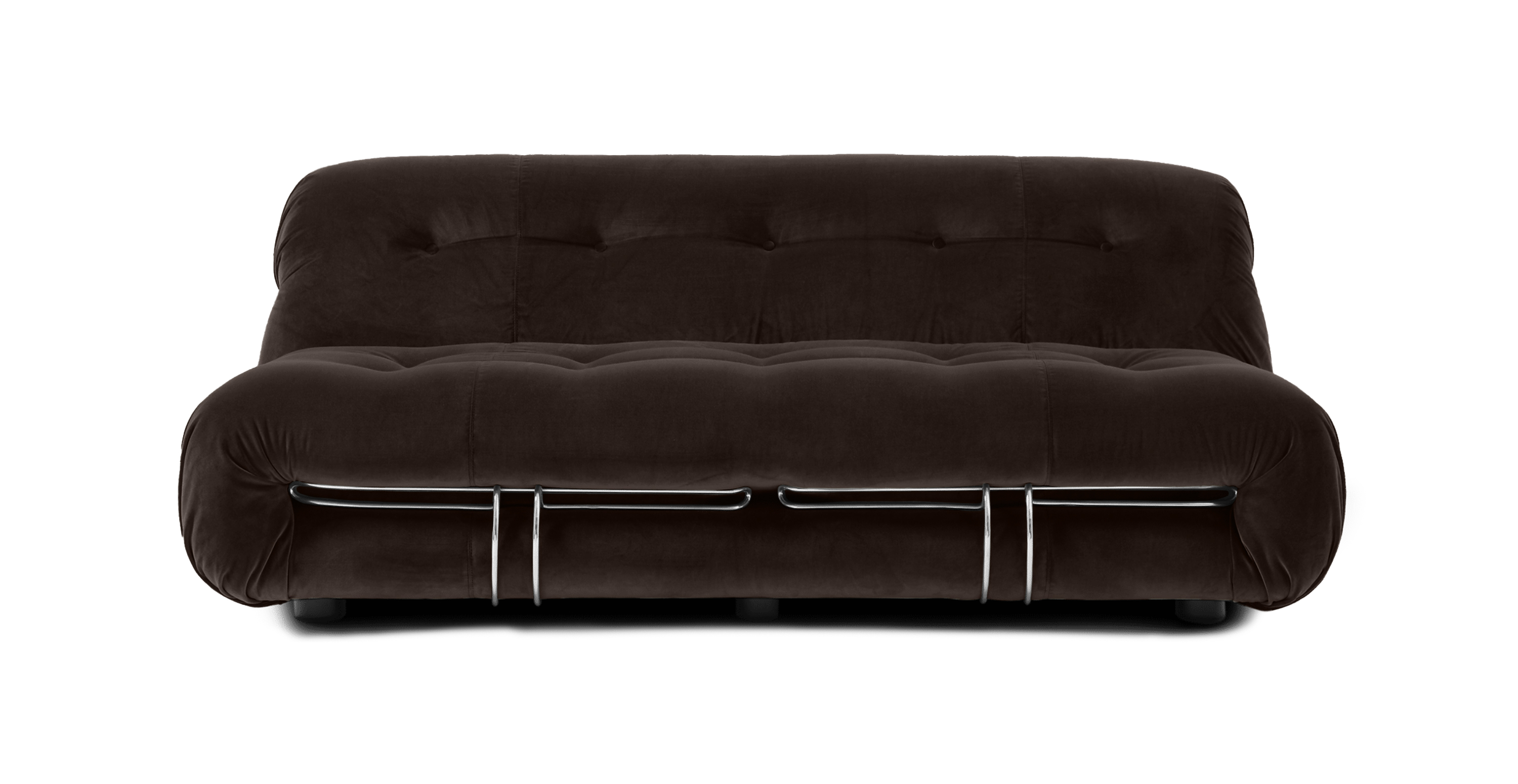 Modern Soriana Loveseat -  Velvet Brown Velvet
