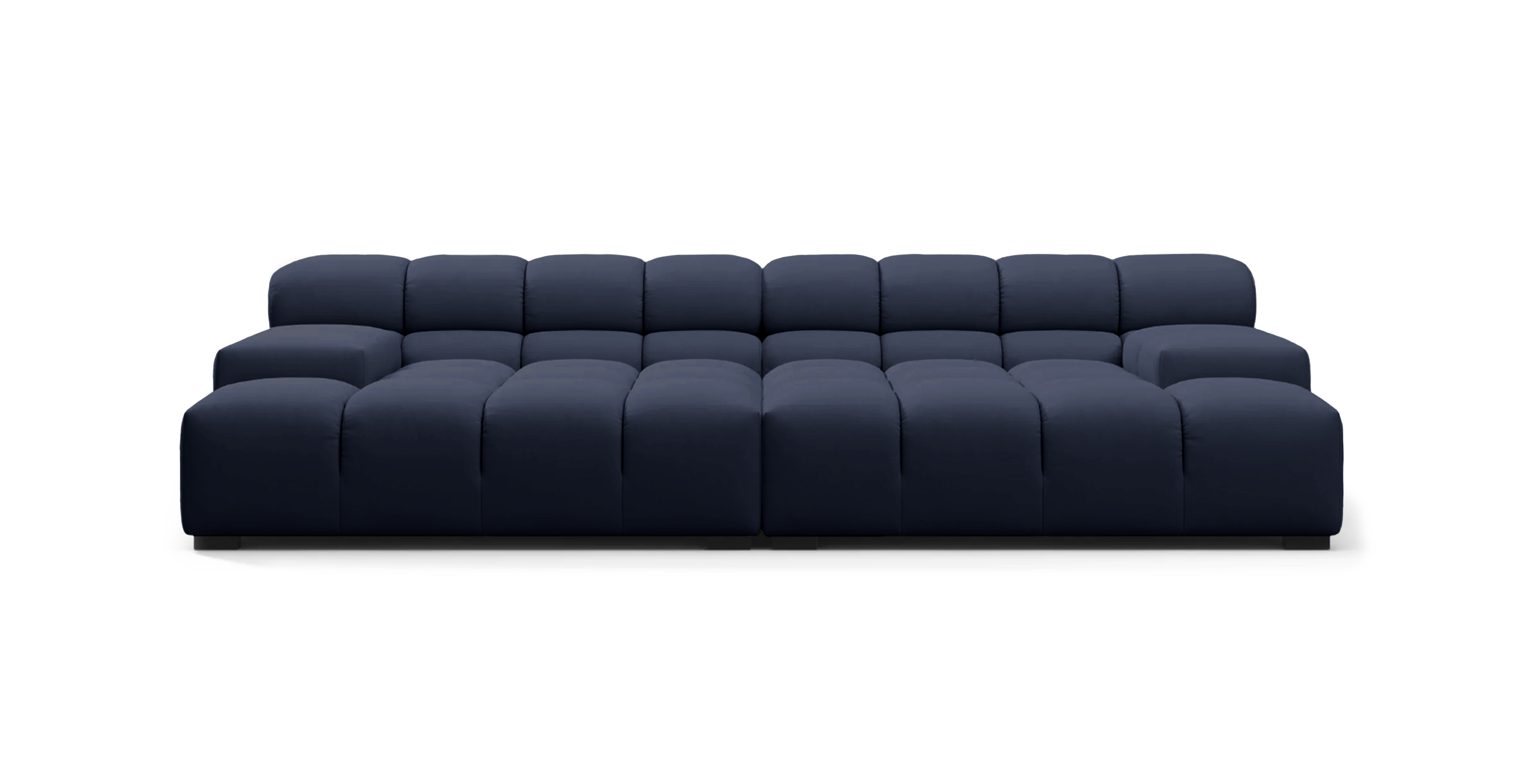 Mid Century Tufted Extra Deep Outdoor Sunbrella Sofa -  Sunbrella Canvas Navy