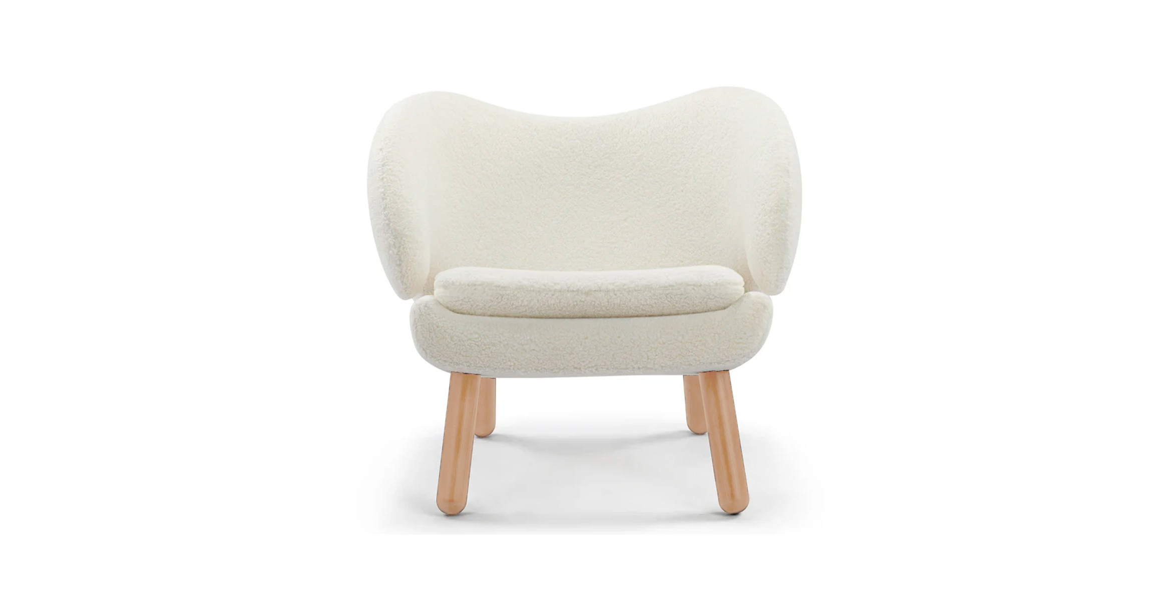 Finn Juhl Pelican Chair - Natural Ash Legs -  Sherpa Cloud White