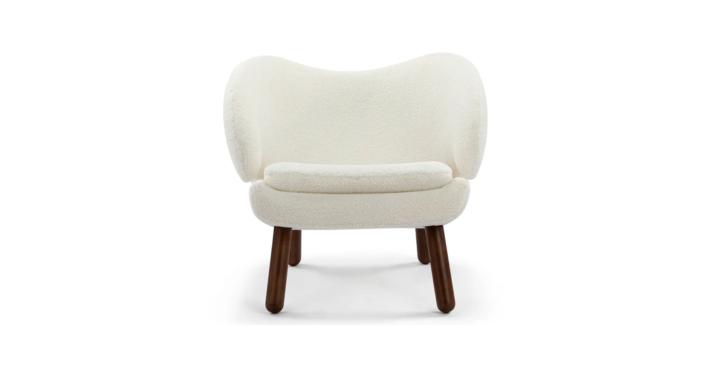 Finn Juhl Pelican Chair - Walnut Legs -  Sherpa Cloud White