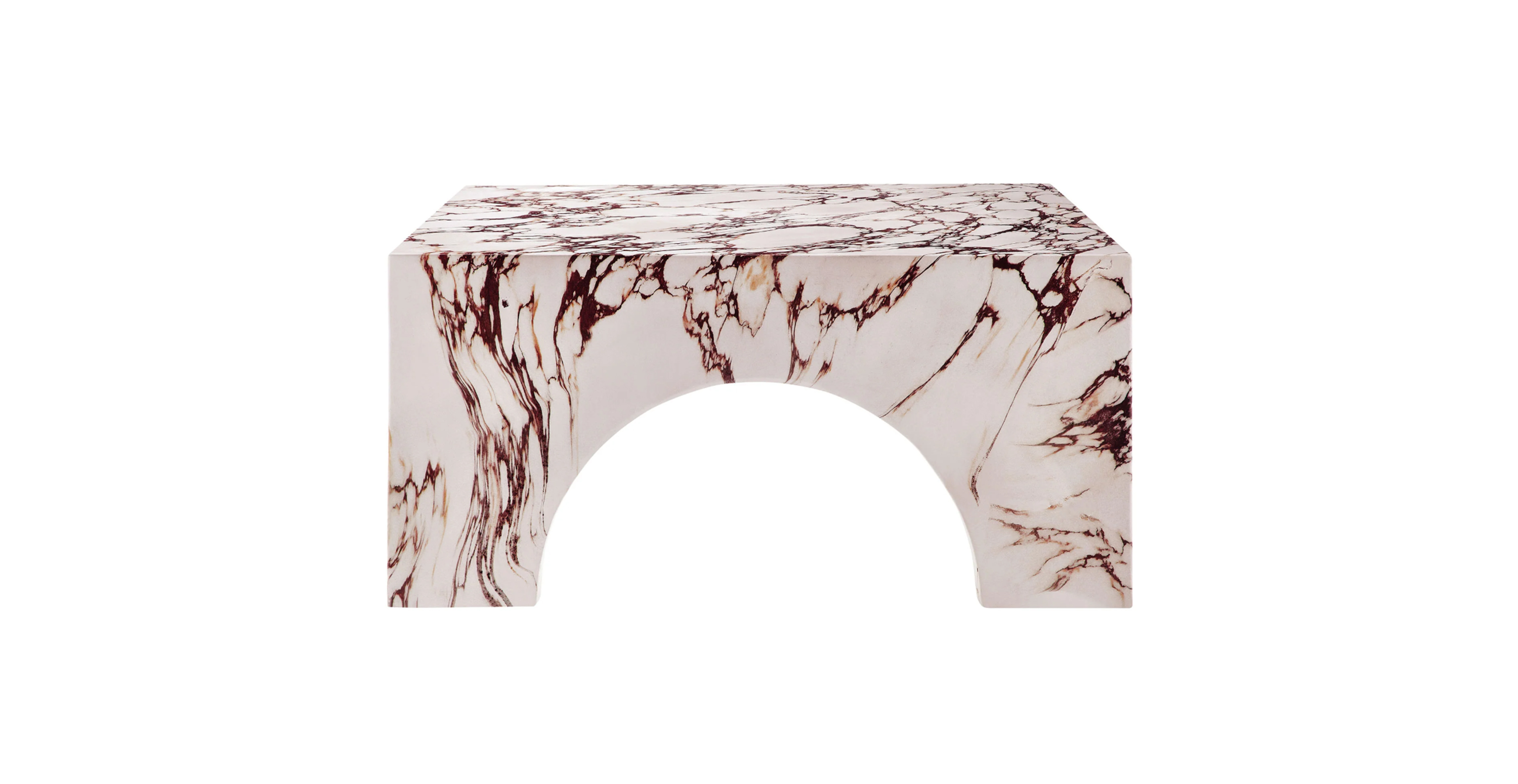 Lexington Indoor - Outdoor Patio Arched Concrete Coffee Table -  Concrete Red Marble