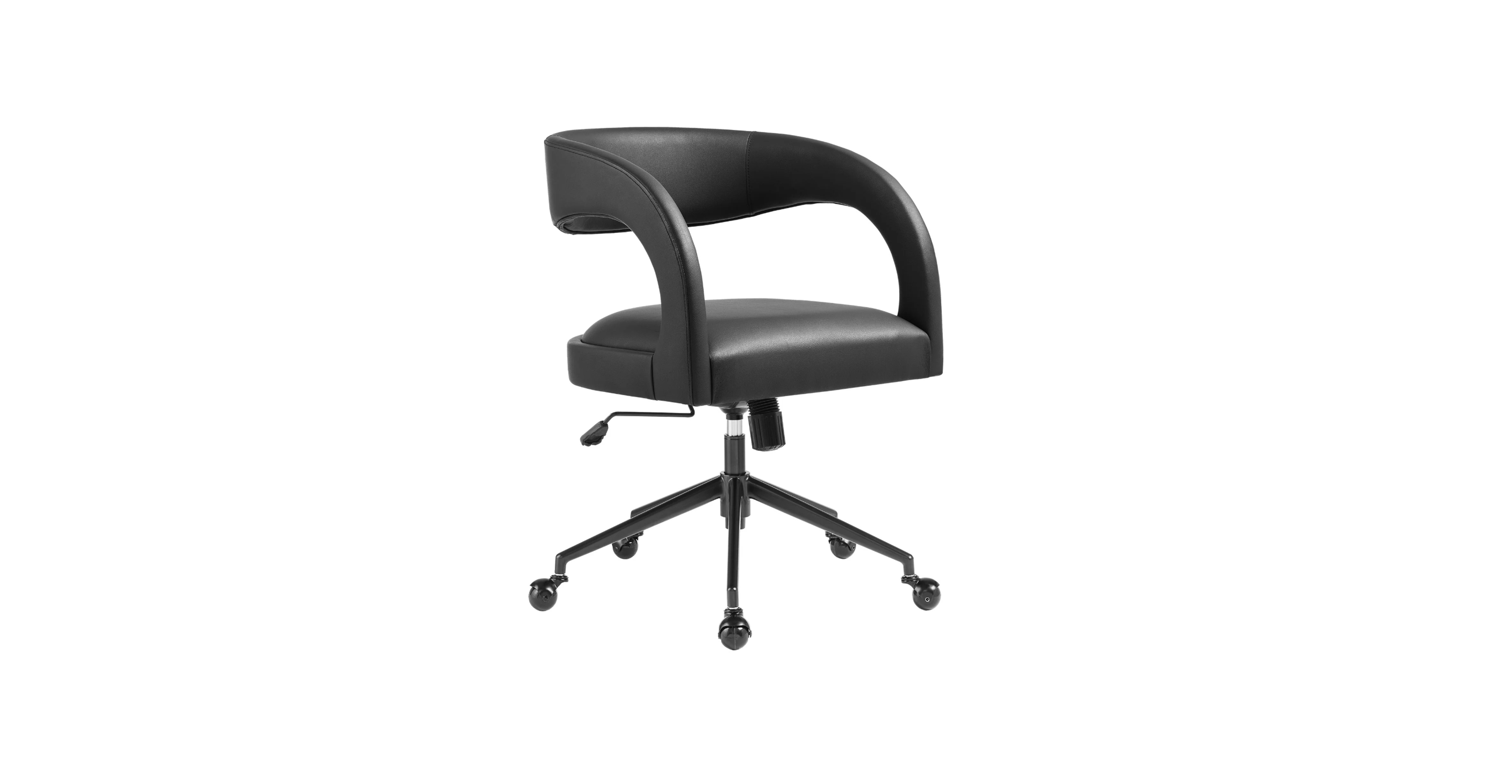 Hudson Upholstered Ergonomic Office Chair -  Leather Black Vegan Leather