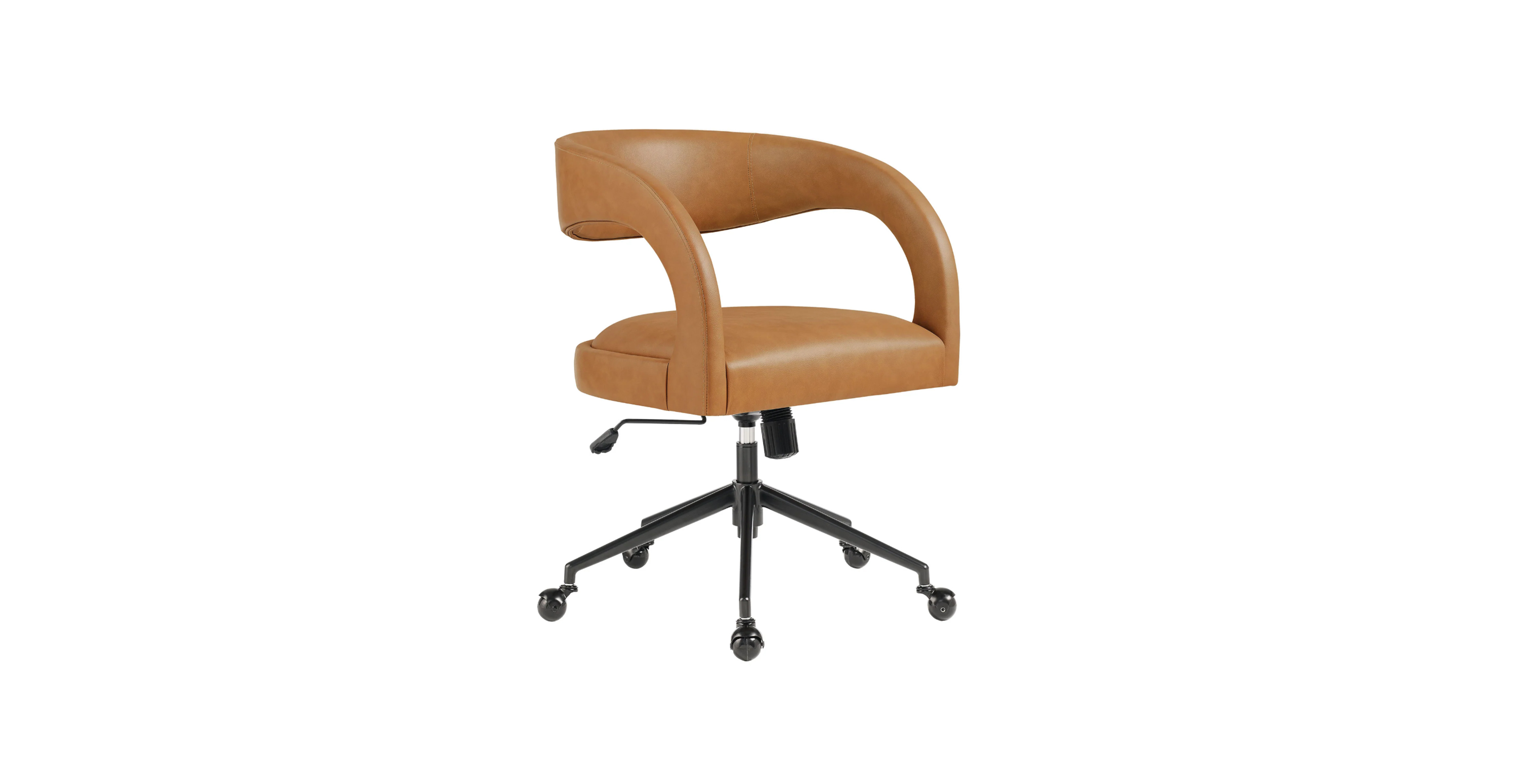 Hudson Upholstered Ergonomic Office Chair -  Leather Tan Vegan Leather