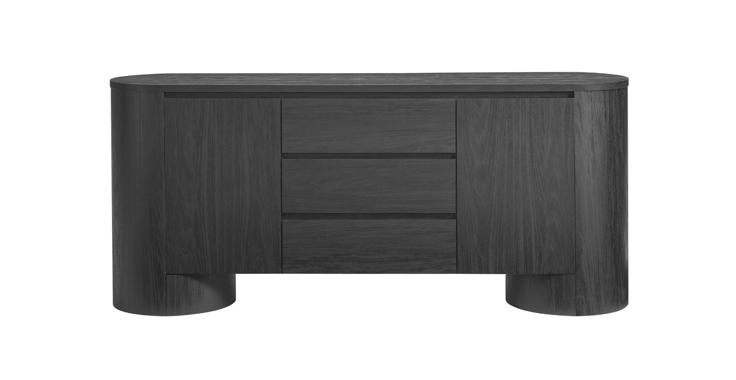 Tribeca Rounded Sideboard Storage Cabinet -  Engineered Wood Black