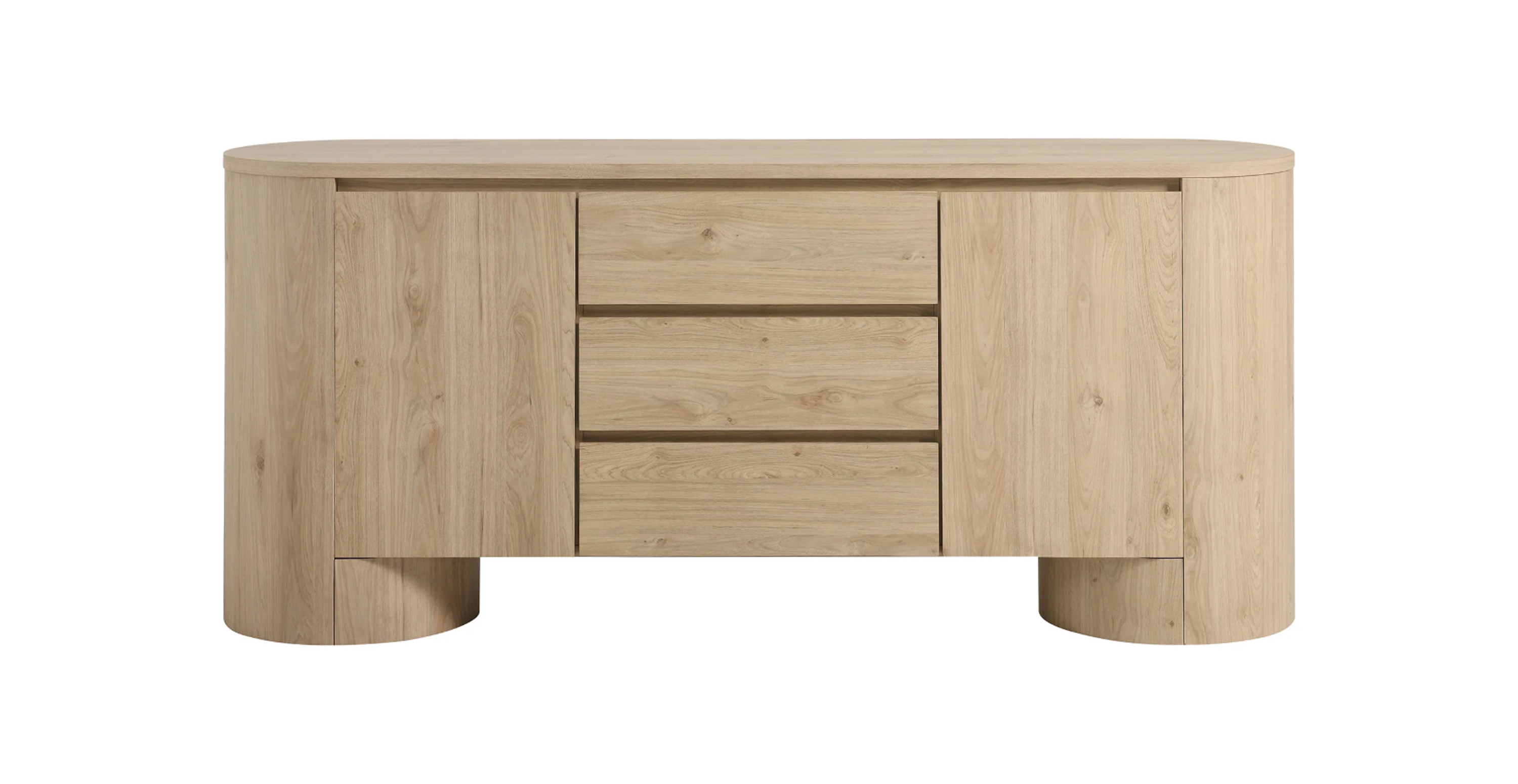 Tribeca Rounded Sideboard Storage Cabinet -  Engineered Wood Hickory Frost