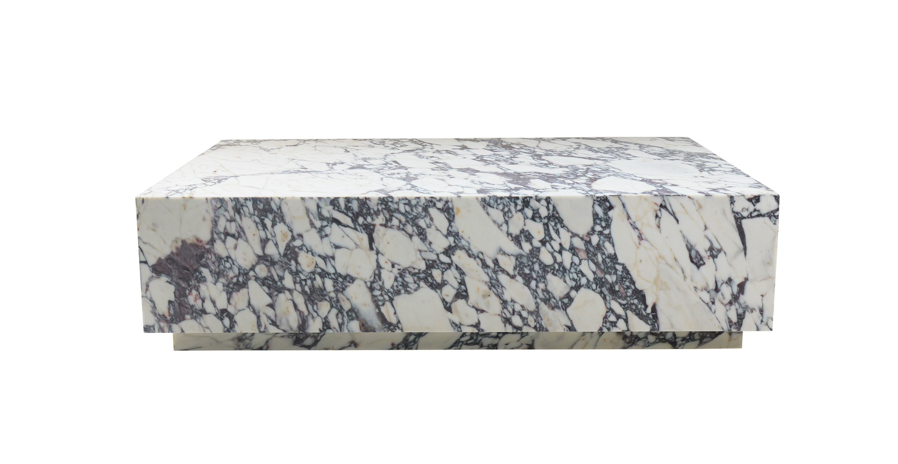 Ponente Marble Monolith Rectangular Coffee Table -  Marble Calacatta Viola 67"