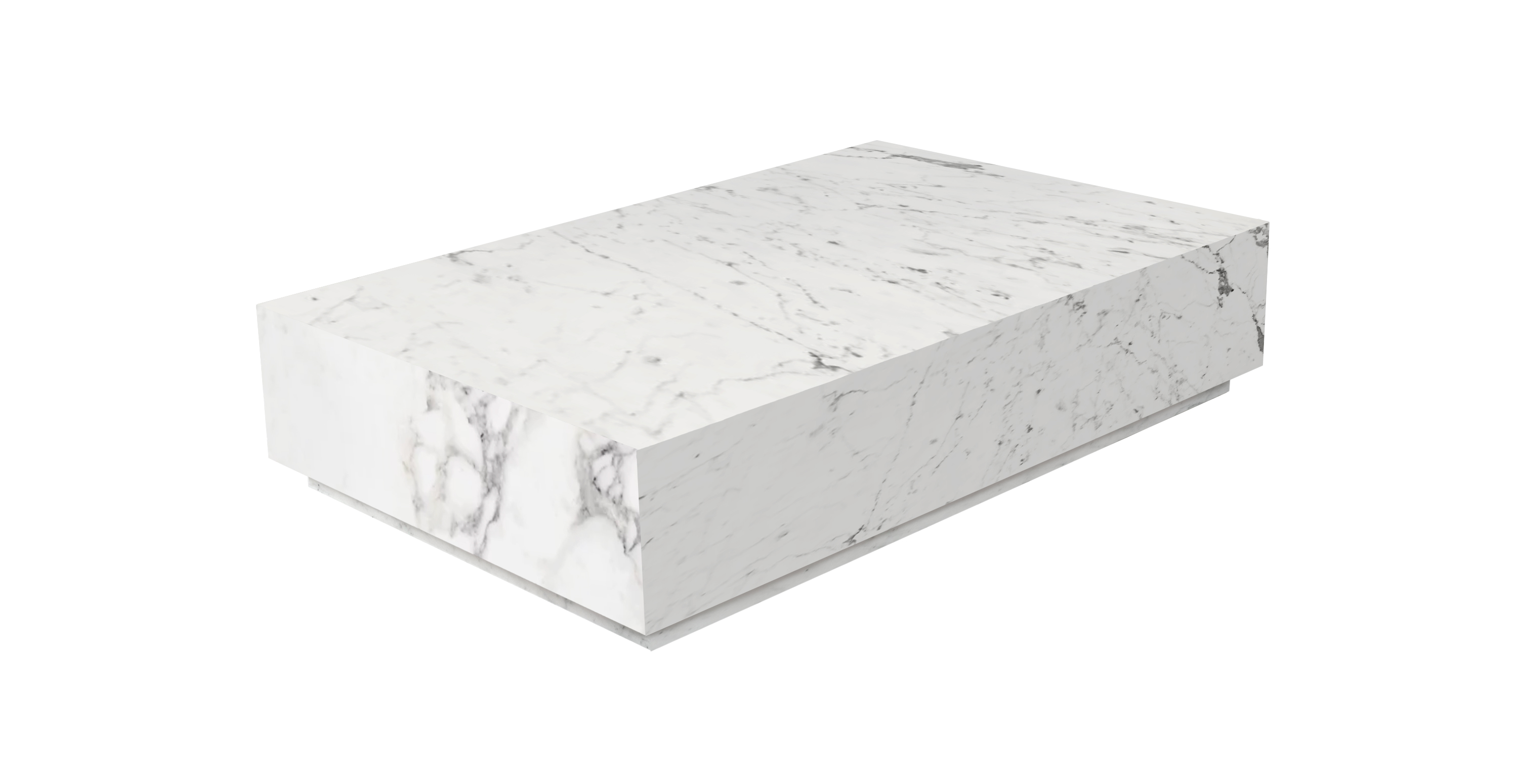Ponente Marble Monolith Rectangular Coffee Table -  Marble Arabescato 55"
