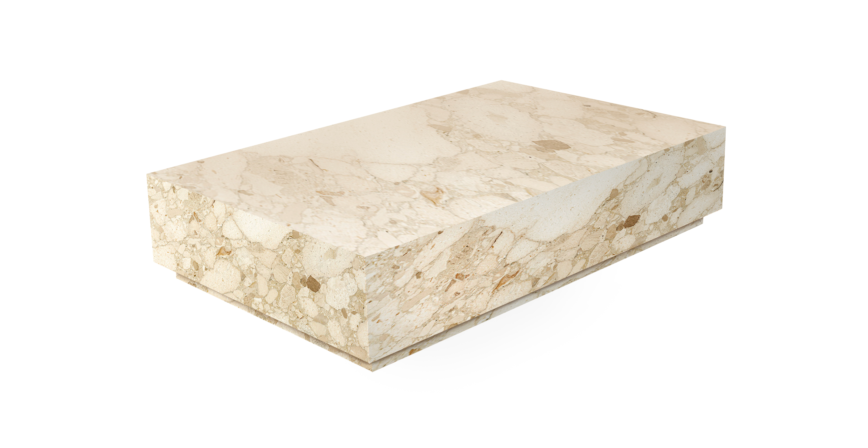Ponente Marble Monolith Rectangular Coffee Table -  Marble Kunis Breccia 55"