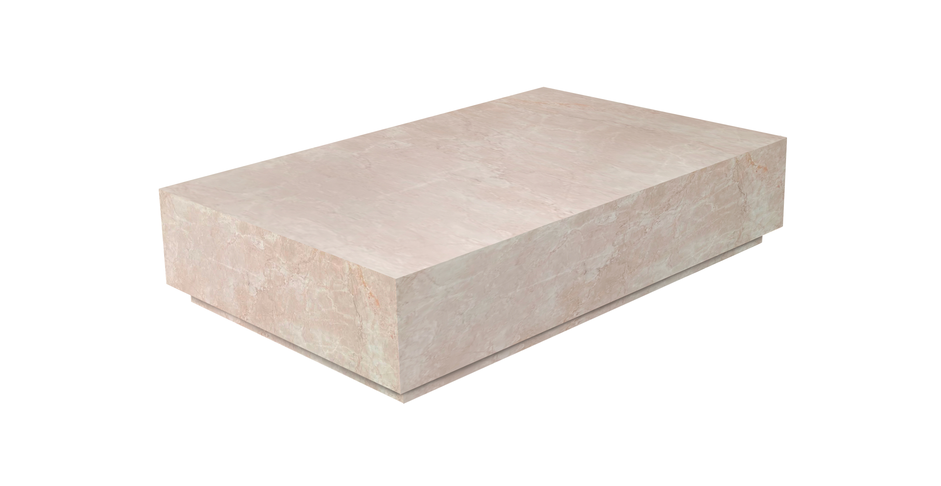 Ponente Marble Monolith Rectangular Coffee Table -  Marble Rose Cream 55"
